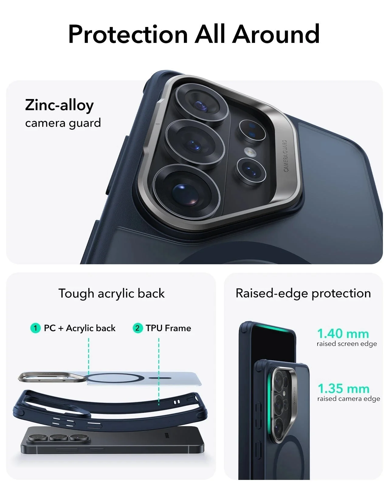 Galaxy S26 Ultra Bundle Classic Hybrid Magnetic Case (Stash Stand) and Armorite® Privacy Screen Protector - Frosted Blue - Image 3