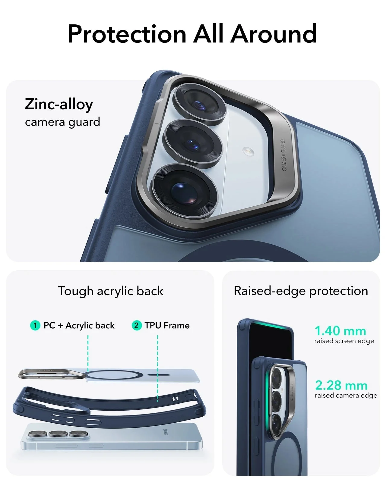 Galaxy S26 Classic Hybrid Magnetic Case (Stash Stand) - Frosted Blue - Image 3