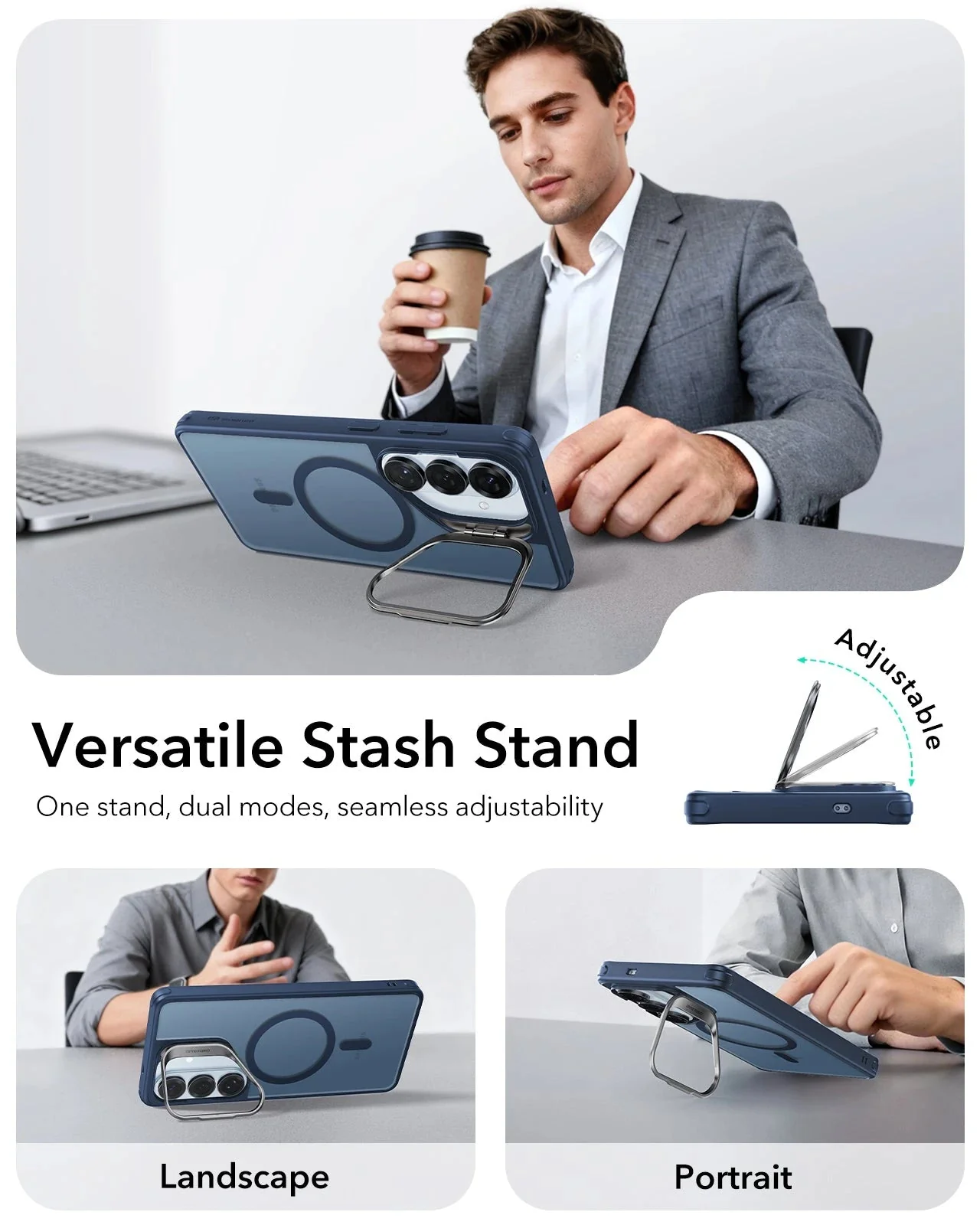 Galaxy S26 Classic Hybrid Magnetic Case (Stash Stand) - Frosted Blue - Image 6