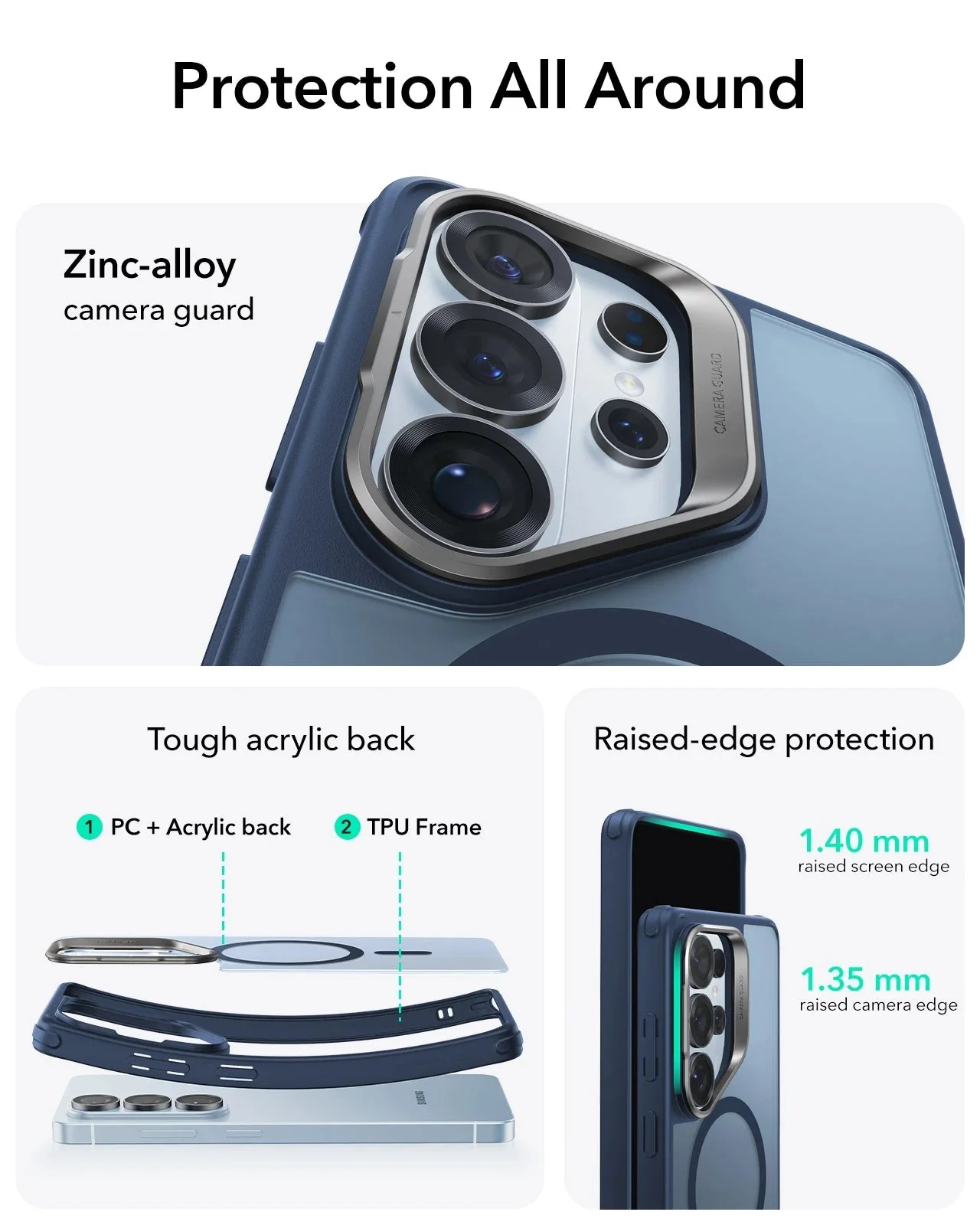 Galaxy S26 Ultra Classic Hybrid Magnetic Case (Stash Stand) - Frosted Blue - Image 4