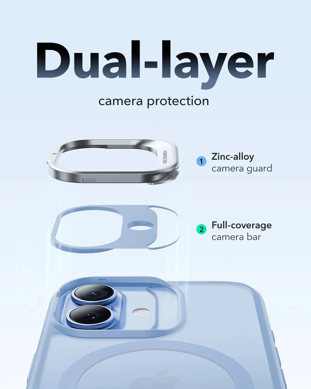 iPhone 17 Bundle Classic Hybrid Magnetic Case (Camera Control, Stash Stand) and Armorite Pro Screen Protector - Frosted Light Blue - Image 7