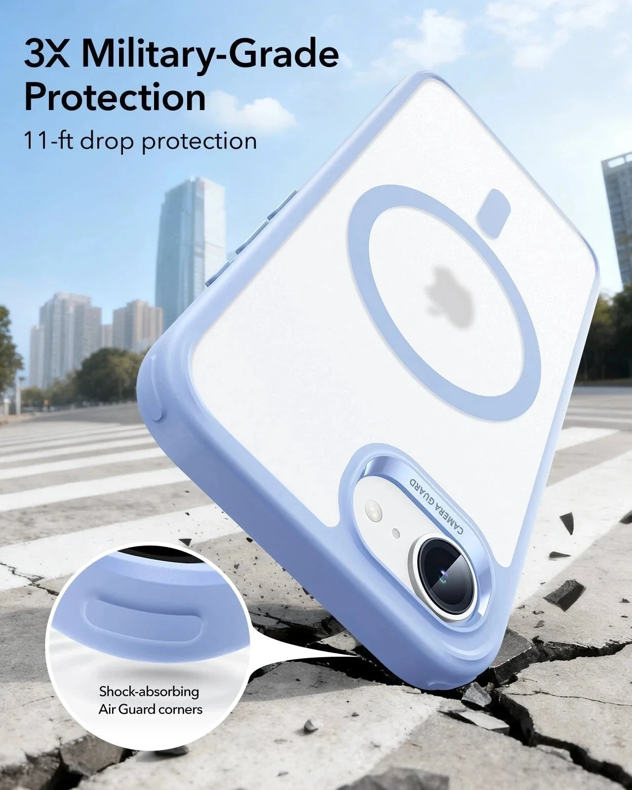 iPhone 17e Bundle Classic Hybrid Magnetic Case & Armorite® Privacy Screen Protector - Frosted Light Blue - Image 4