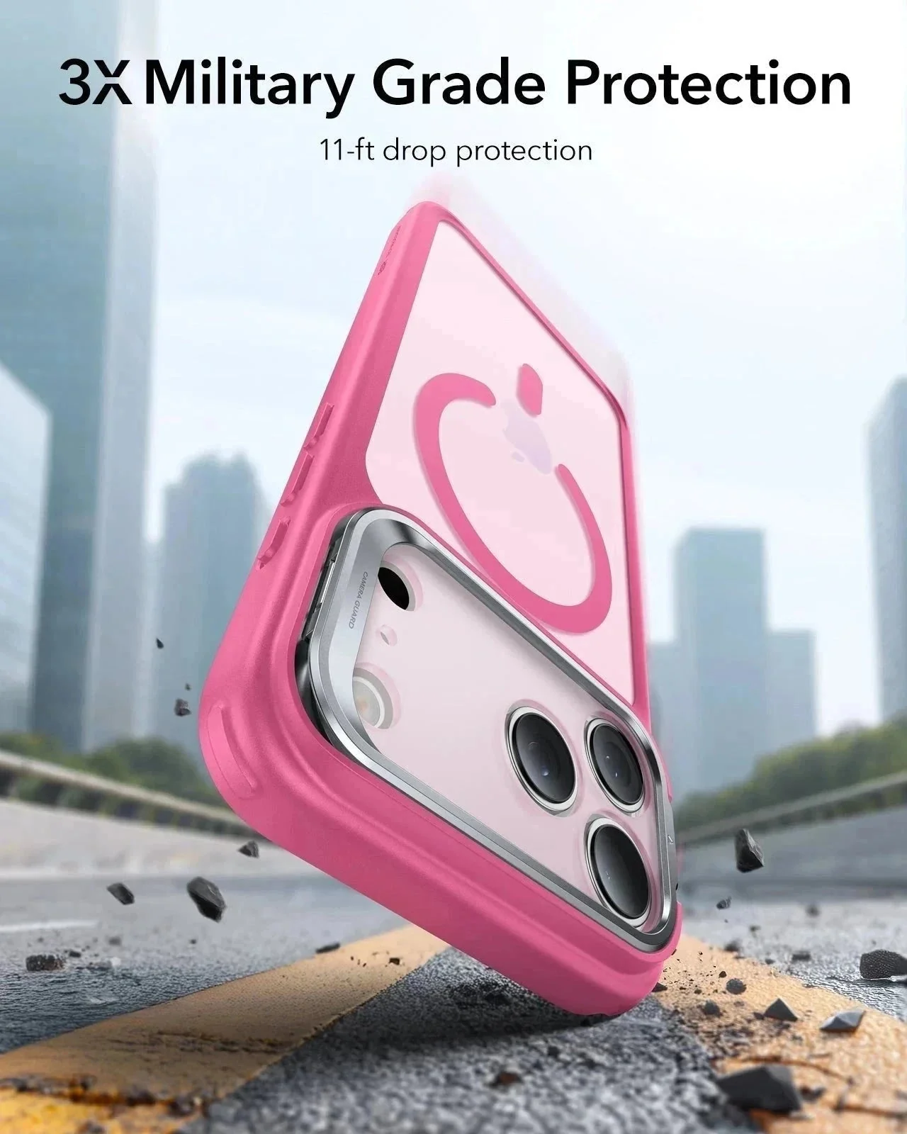 iPhone 17 Pro Max Classic Hybrid Magnetic Case (Camera Control, Stash Stand) - Frosted Pink - Image 3
