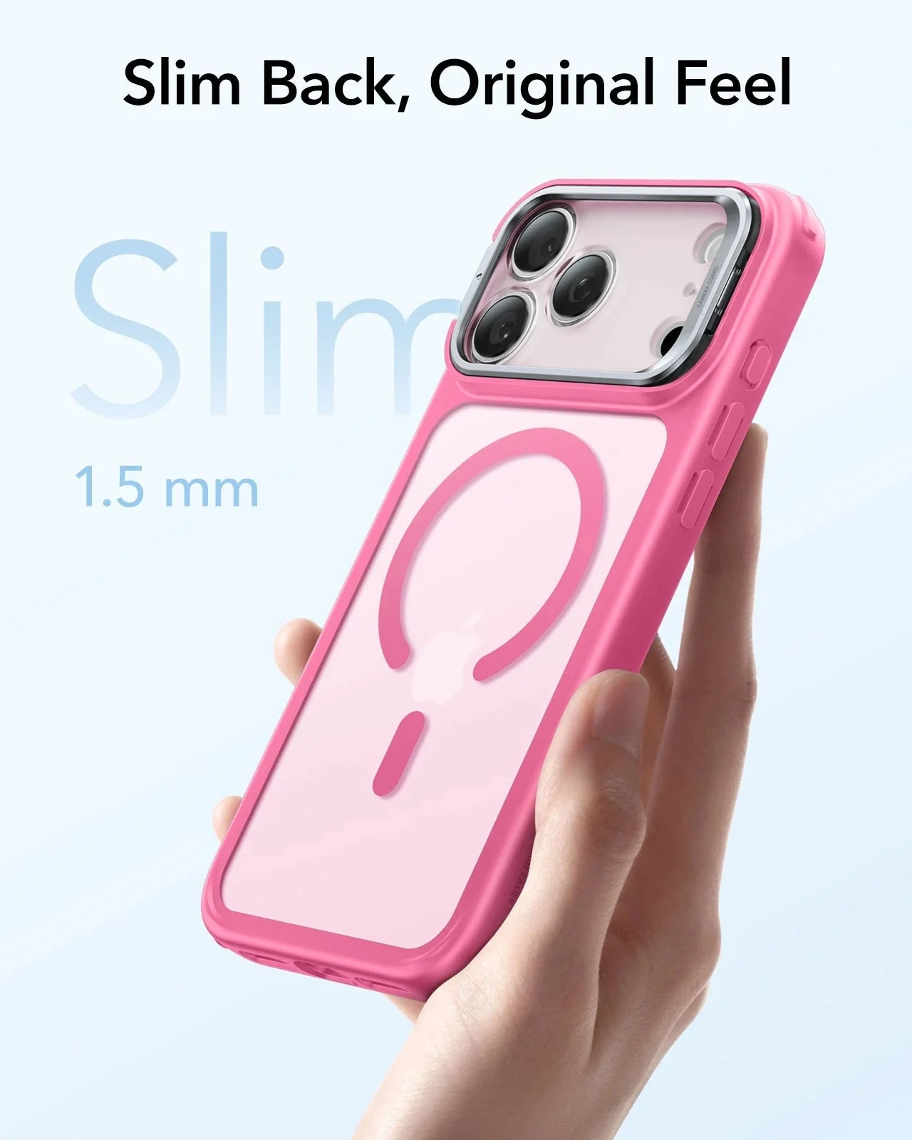 iPhone 17 Pro Max Classic Hybrid Magnetic Case (Camera Control, Stash Stand) - Frosted Pink - Image 7