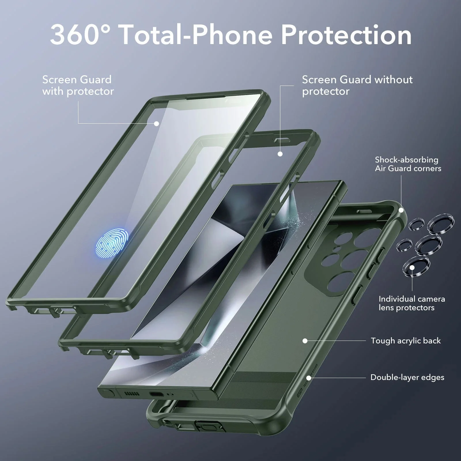 Galaxy S24 Ultra Armor Kickstand Case - Frosted Green - Image 3