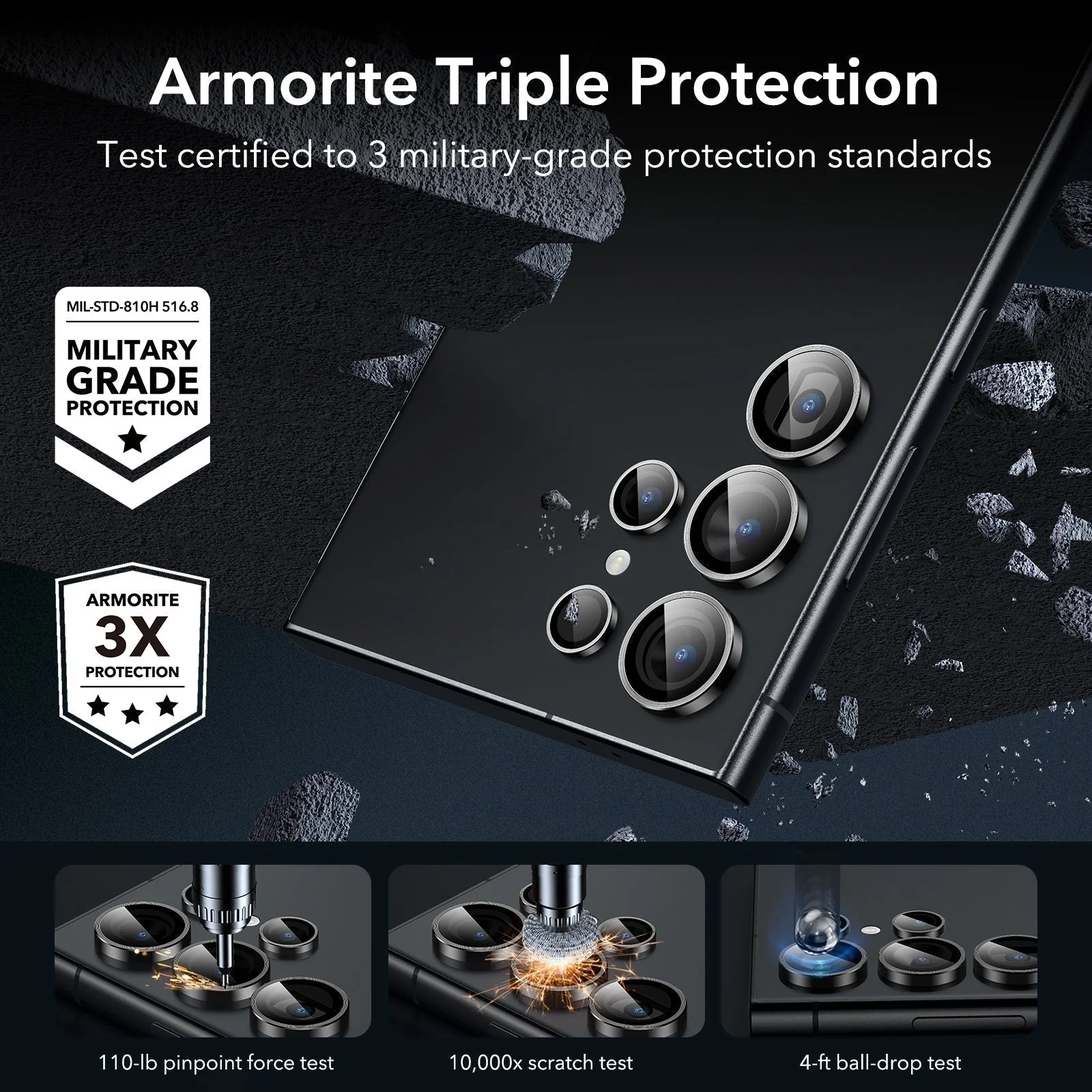 Galaxy S24 Ultra Armorite Camera Lens Protectors - Clear - Image 2