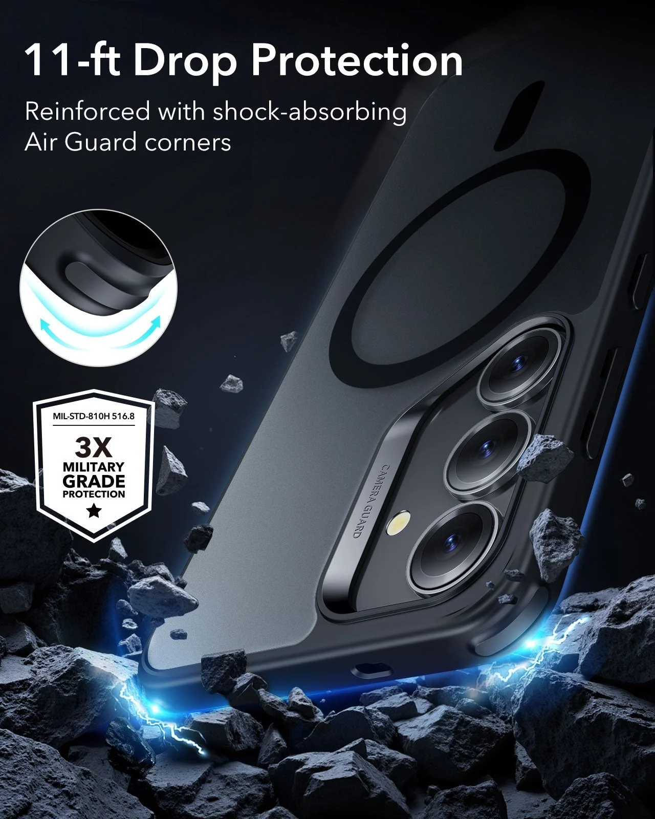 Galaxy S25+ HaloLock Classic Hybrid Case - Frosted Black - Image 5