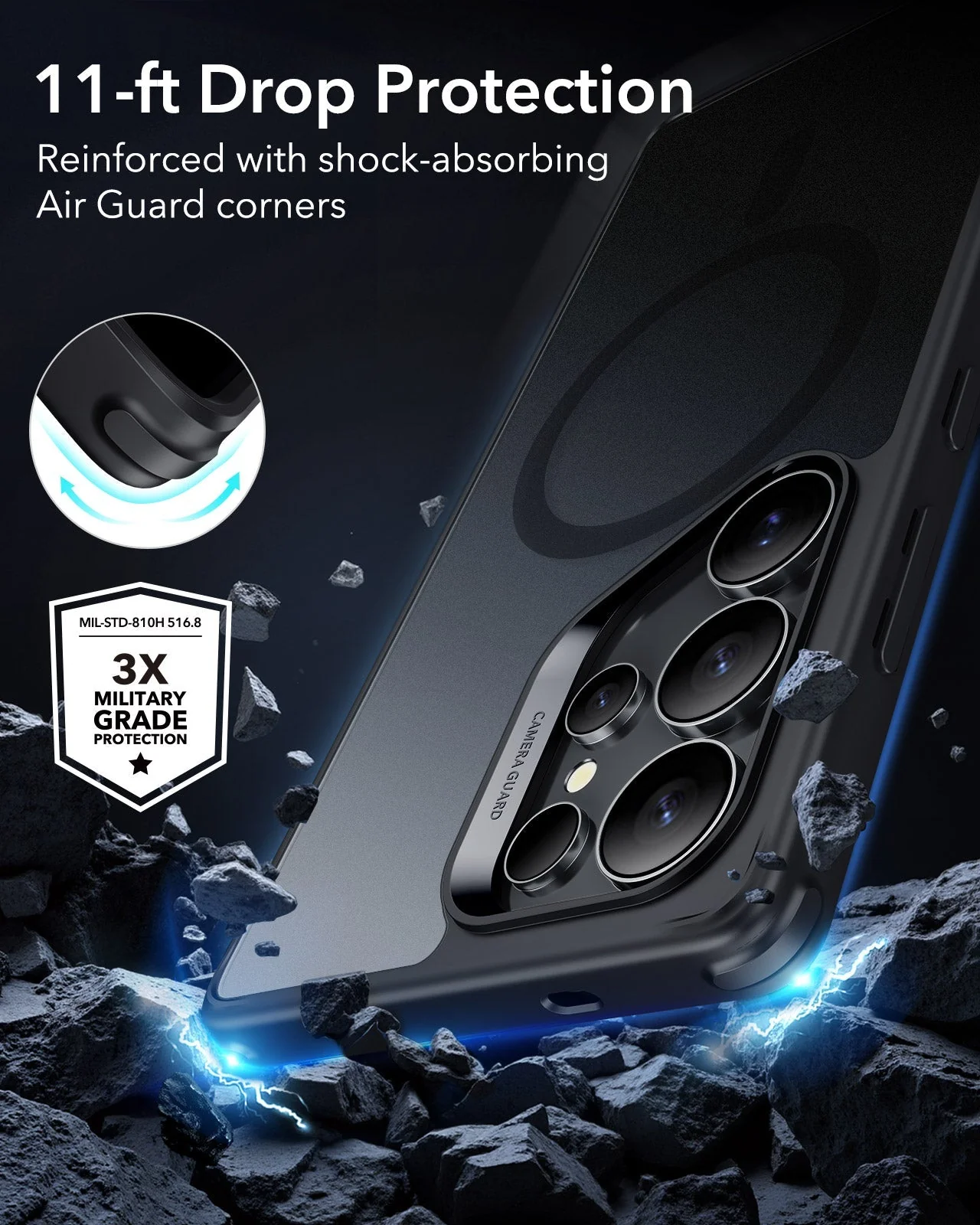 Galaxy S25 Ultra HaloLock Classic Hybrid Case Protection Bundle - Clear - Image 3