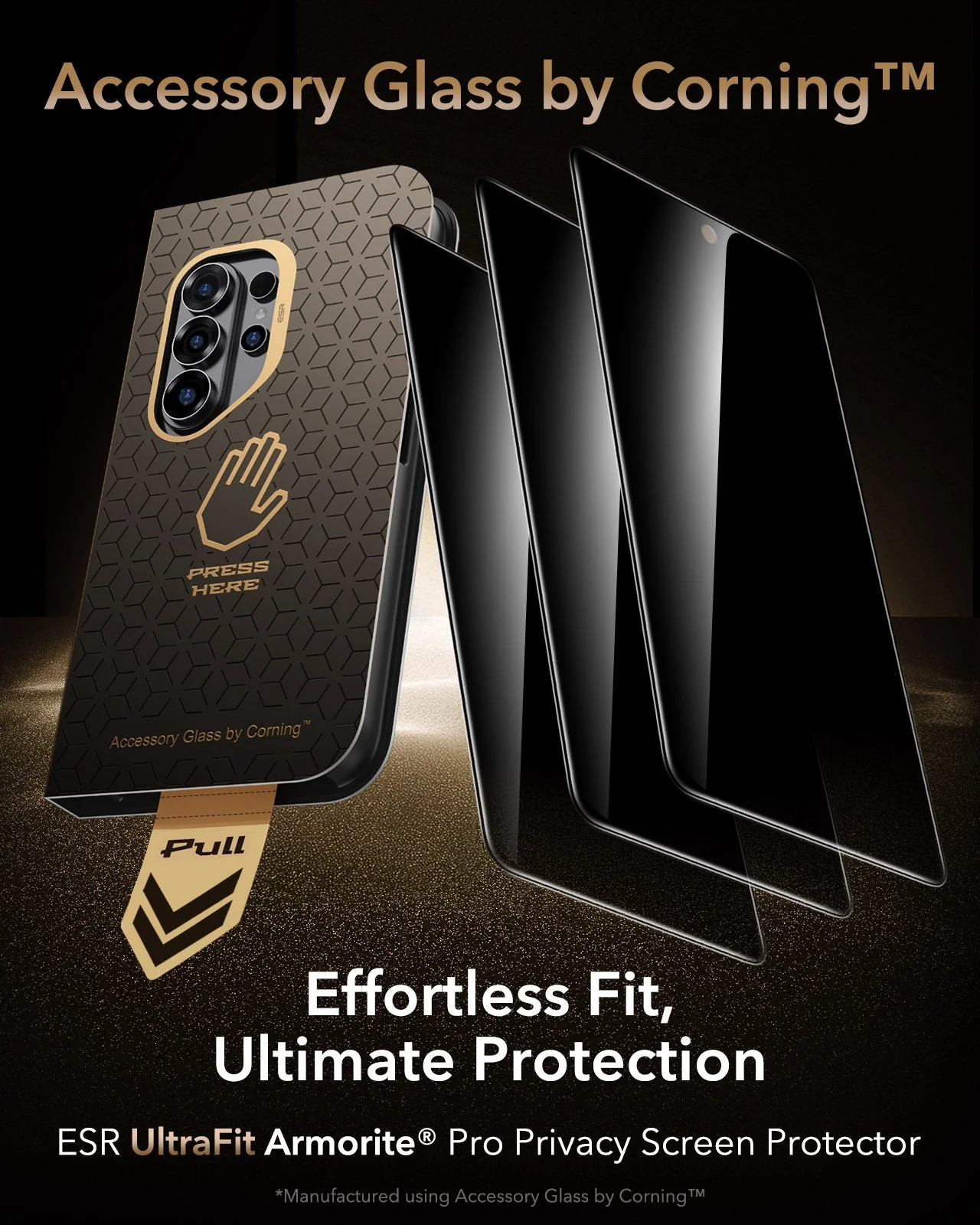 Galaxy S26 Ultra UltraFit Armorite® Pro  Privacy Screen Protector - 3 Pack - Image 2
