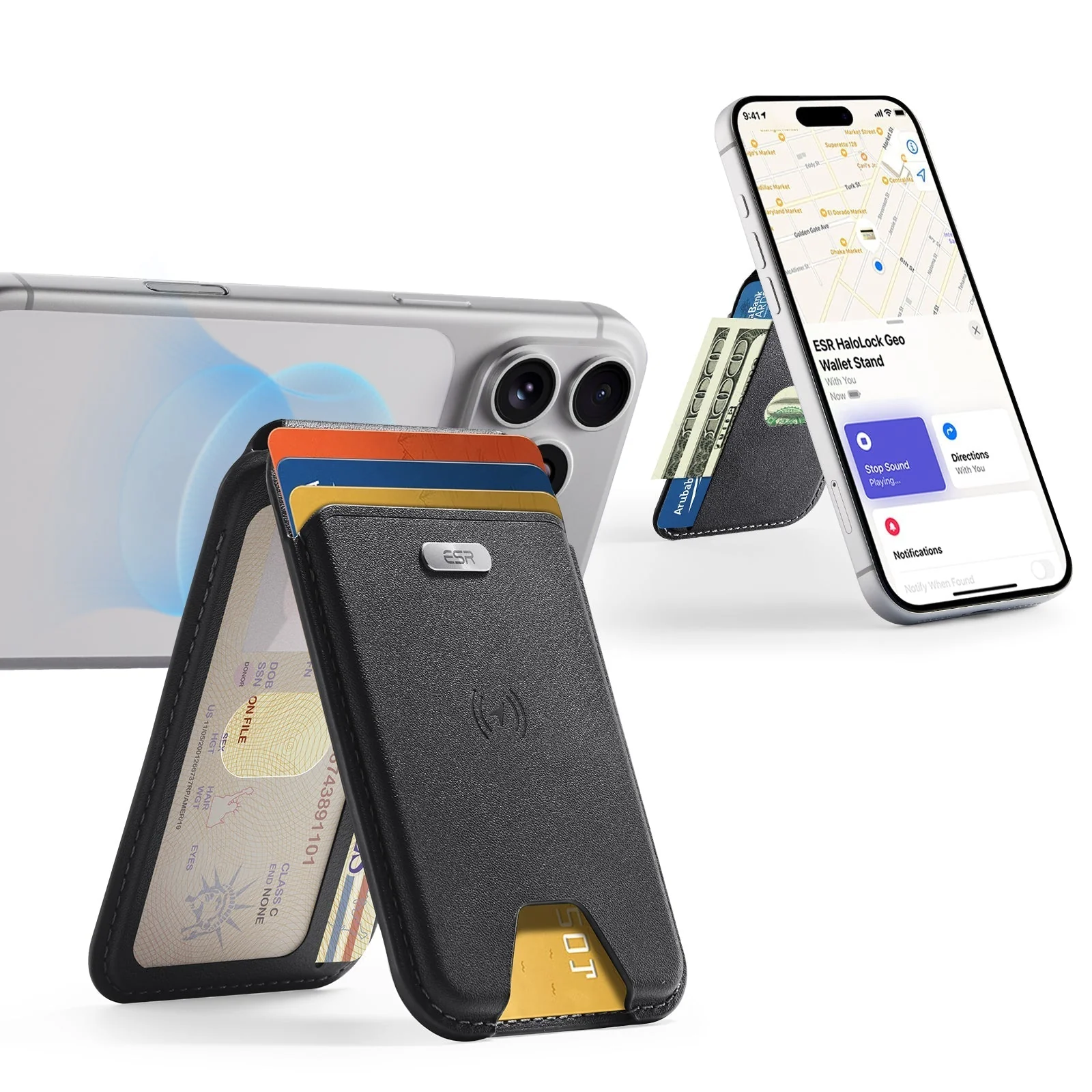 Geo Magnetic Wallet Stand -  Black - Image 3