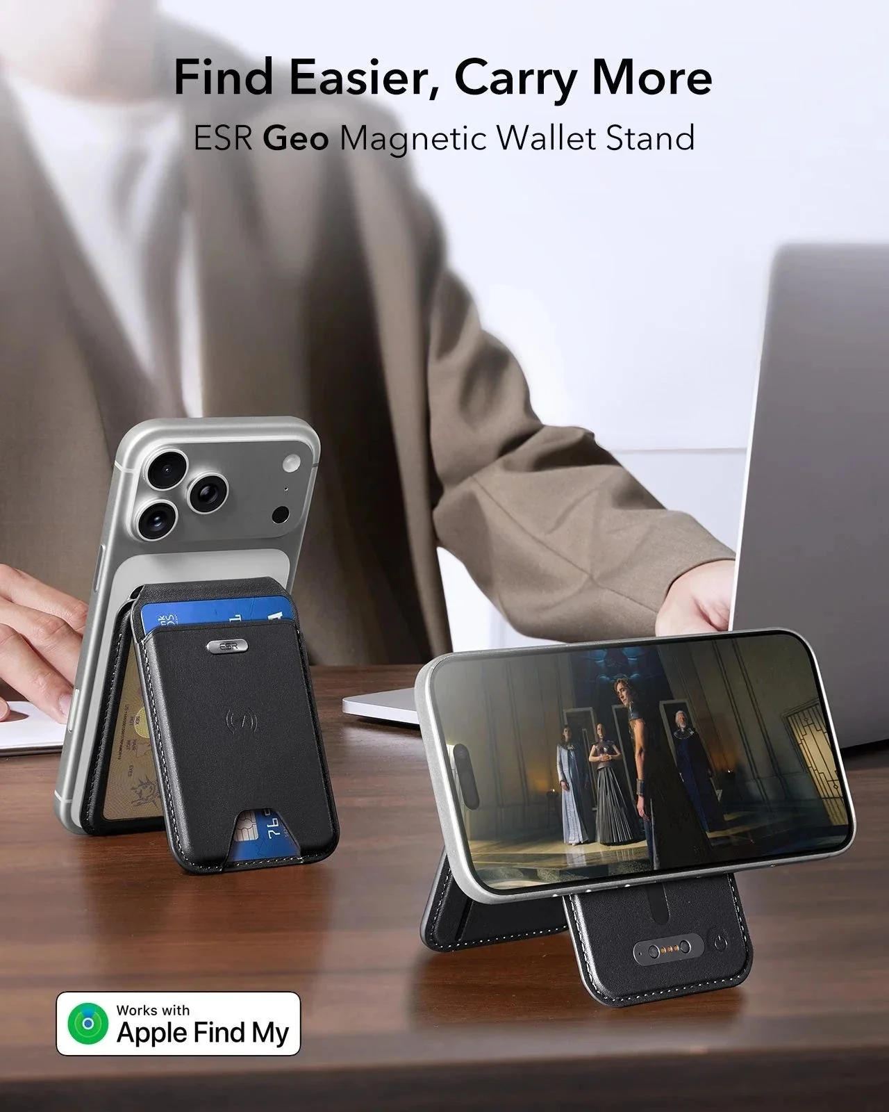 Geo Magnetic Wallet Stand -  Black - Image 5
