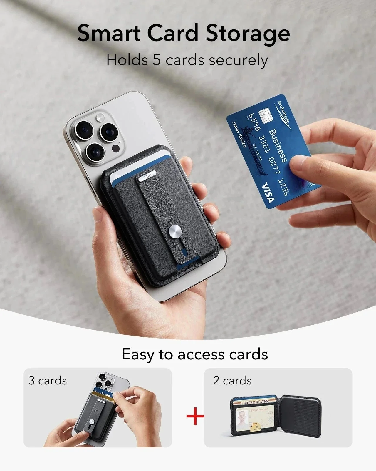 Geo Magnetic Wallet Stand (Grip) - Midnight Black - Image 5