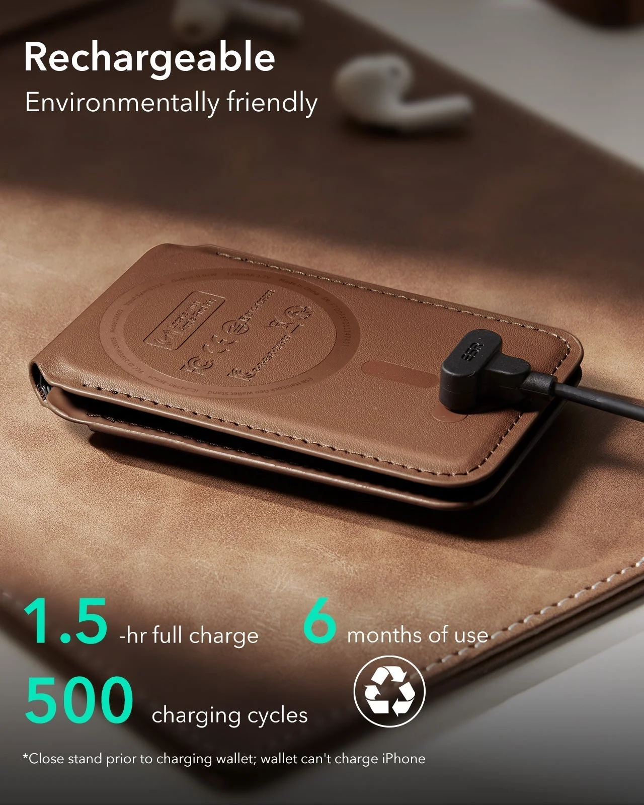 Geo Magnetic Wallet Stand (Grip) - Caramel Brown - Image 8