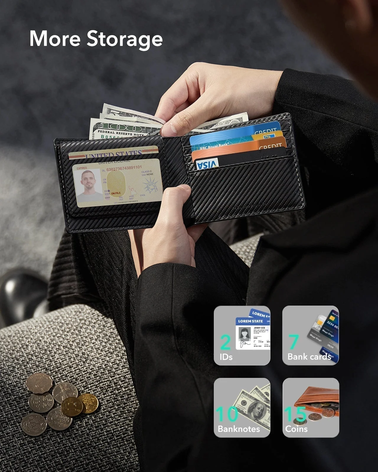 Geo Wallet with Find My - Black Carbon Fiber - Image 5