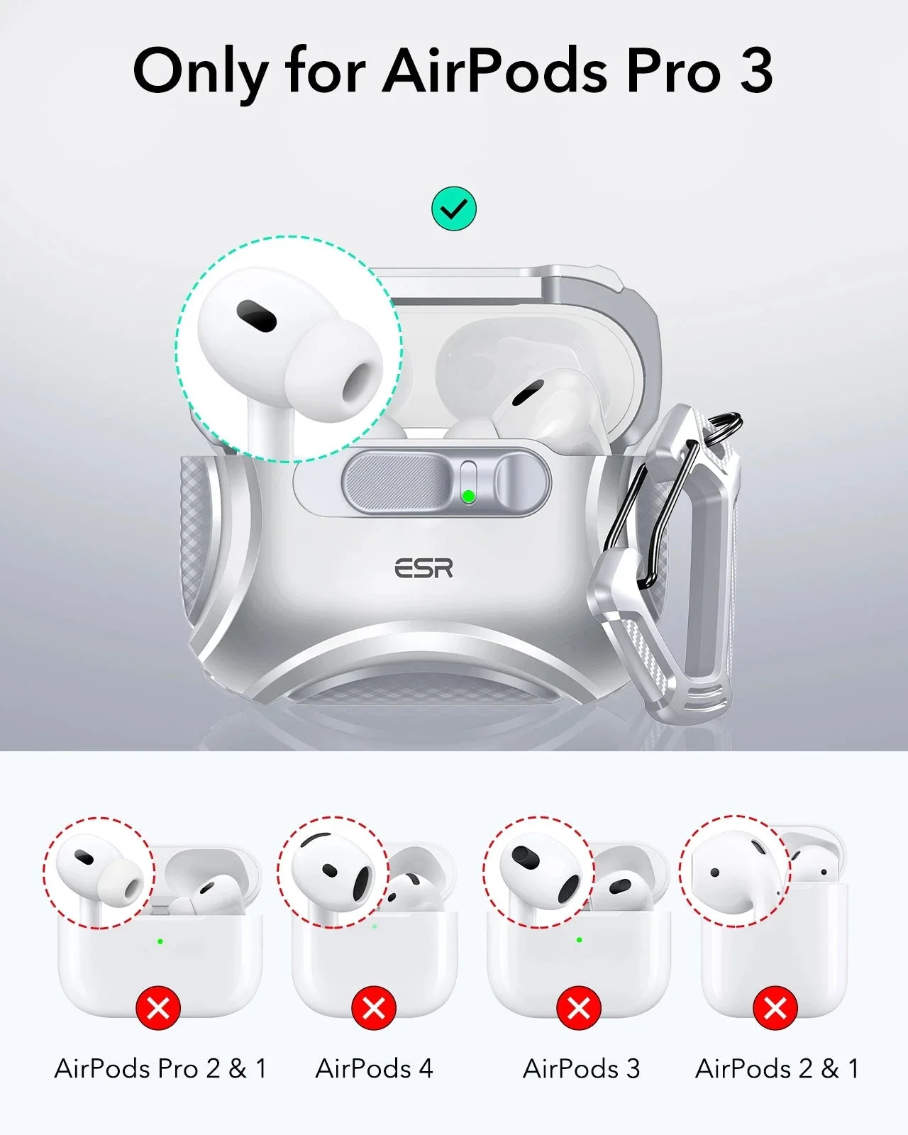 AirPods Pro 3 Cyber FlickLock Magnetic Case - Gray - Image 2