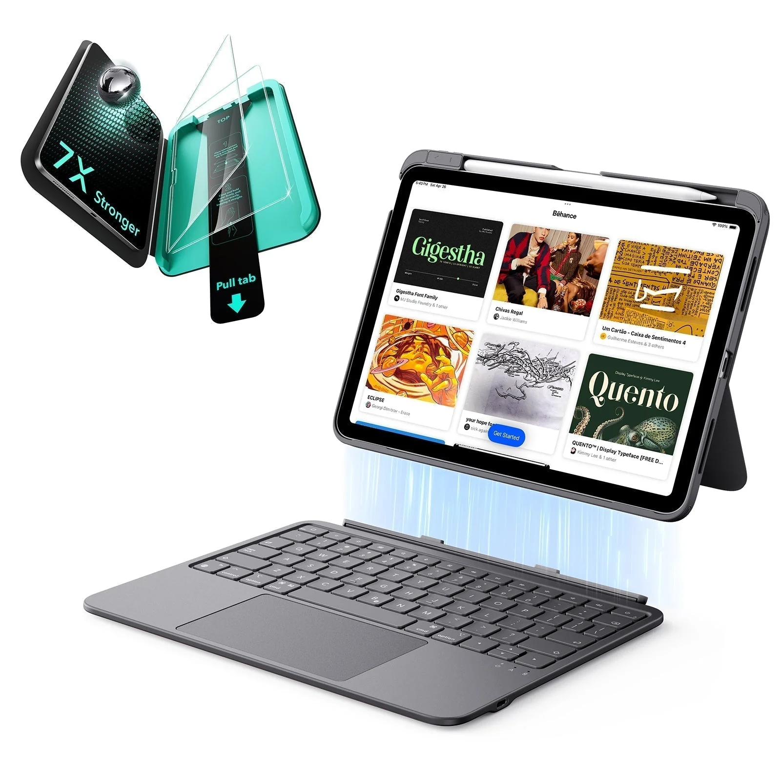 iPad 10th Gen Flex Keyboard Case (Detachable)  Protection Bundle - US Layout-Dark Gray