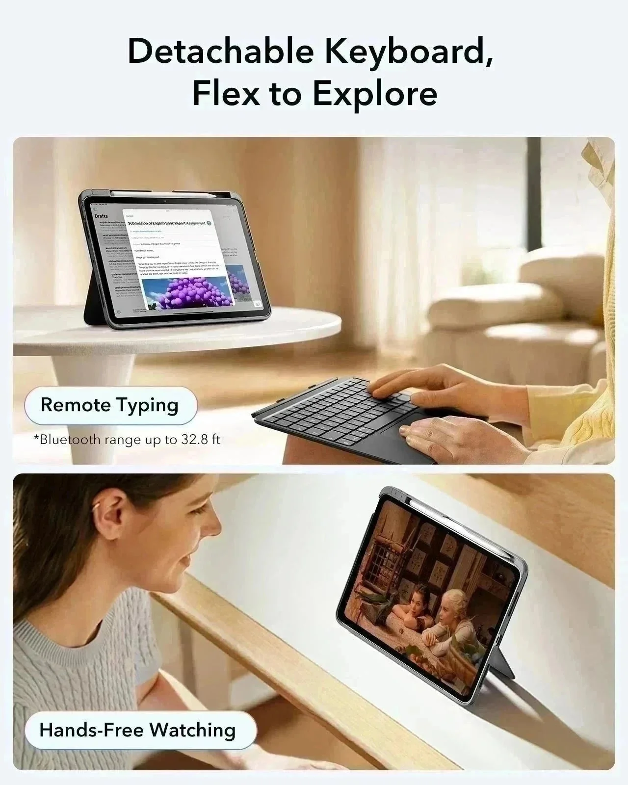 iPad Air 11" (2024) Flex Keyboard Case (Detachable) Transformation Bundle- US Layout-Dark Gray - Image 5
