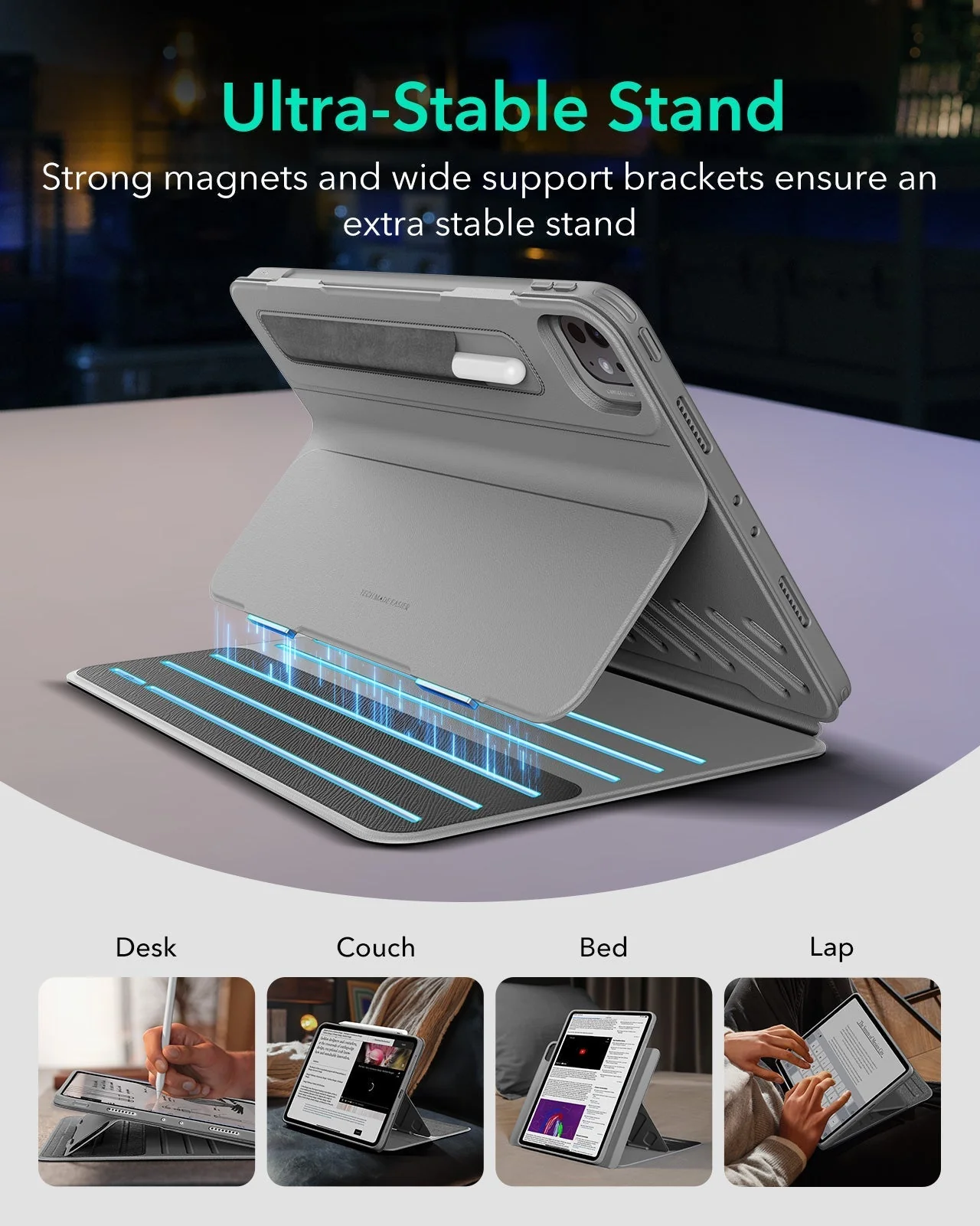 iPad Pro 11" (2025) Bundle Shift Magnetic Case & Armorite® Paper-Feel Protection - Gray - Image 4