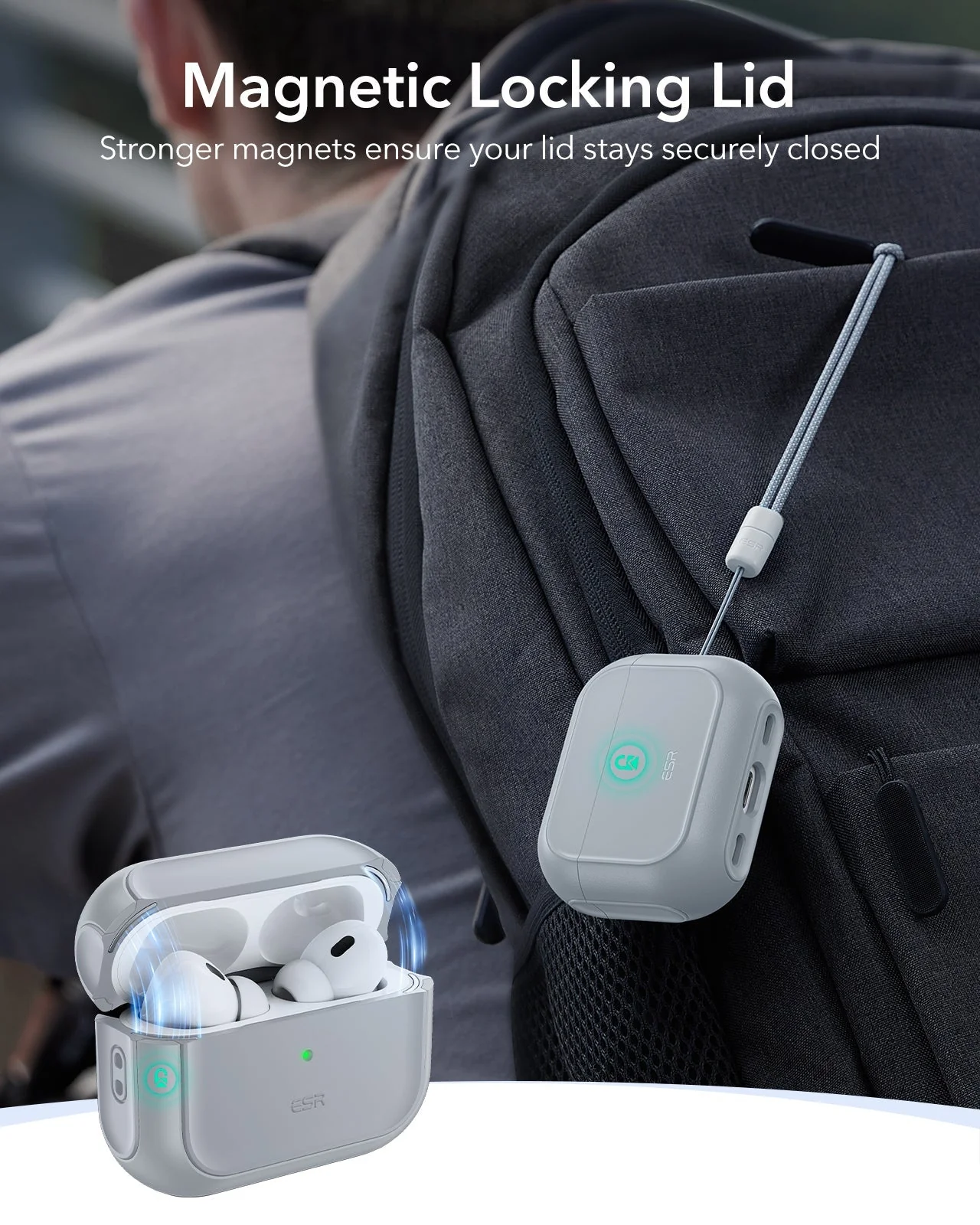 AirPods Pro 3 Orbit Hybrid Magnetic Case - Gray - Image 4