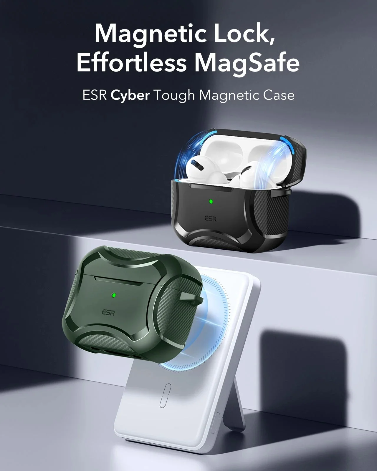 AirPods Pro 3 Cyber Tough Magnetic Case - Green - Image 3