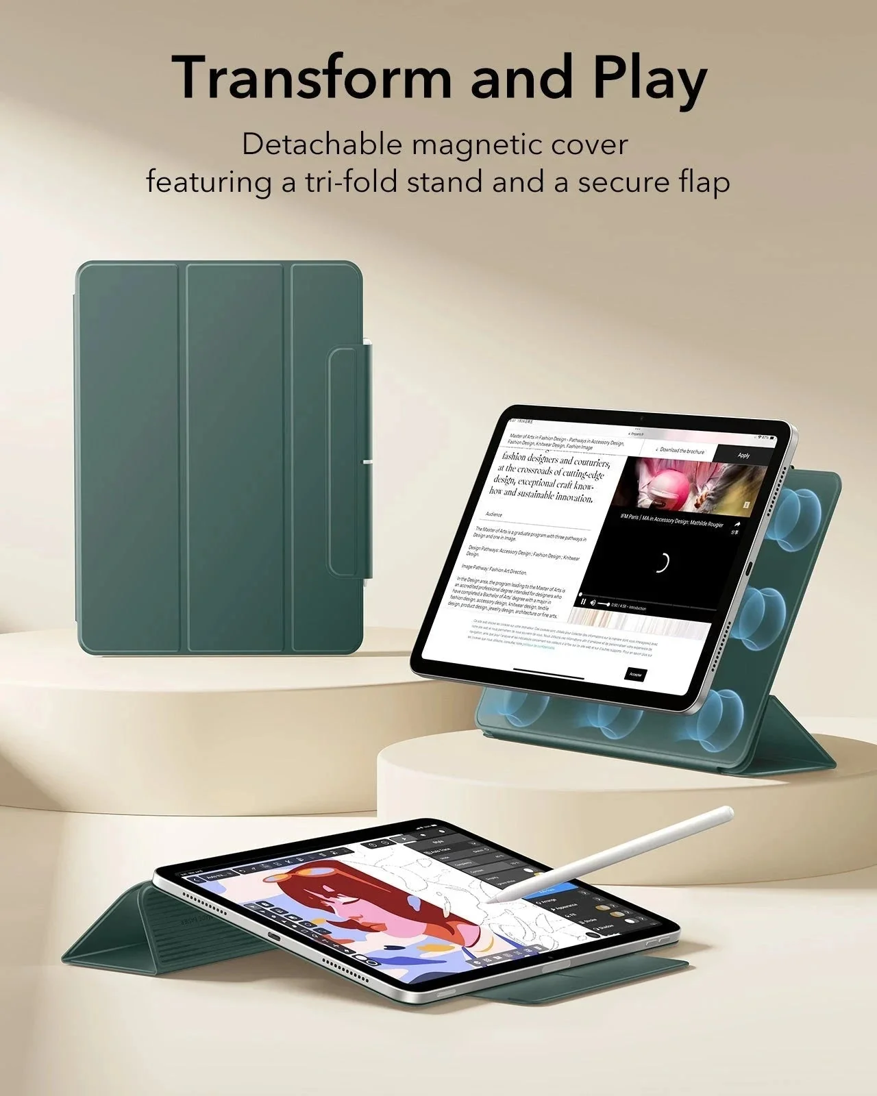iPad Air 11" (M4) 2026 Rebound Magnetic Case - Green - Image 3