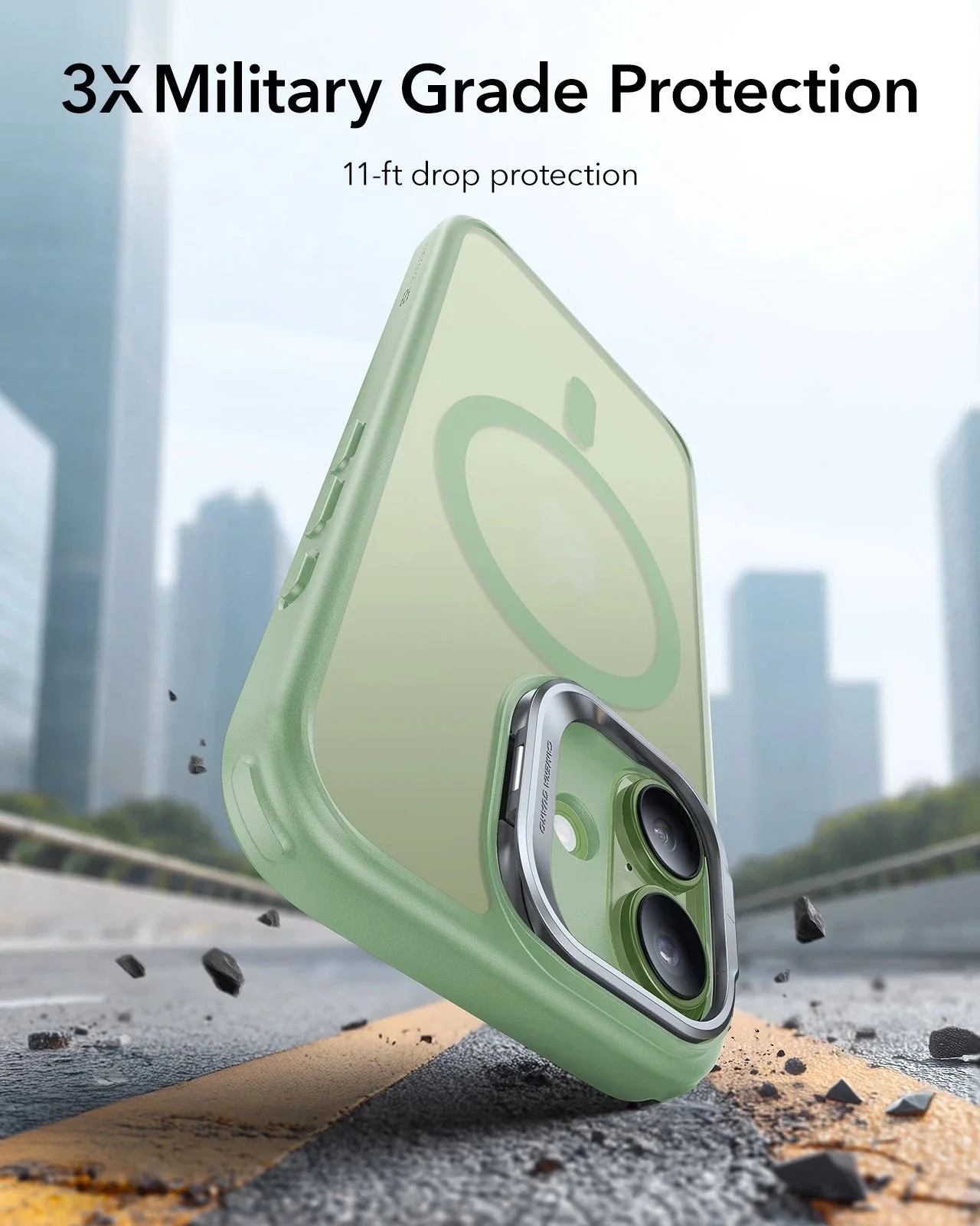 iPhone 17 Classic Hybrid Magnetic Case (Camera Control, Stash Stand) - Frosted Light Green - Image 7