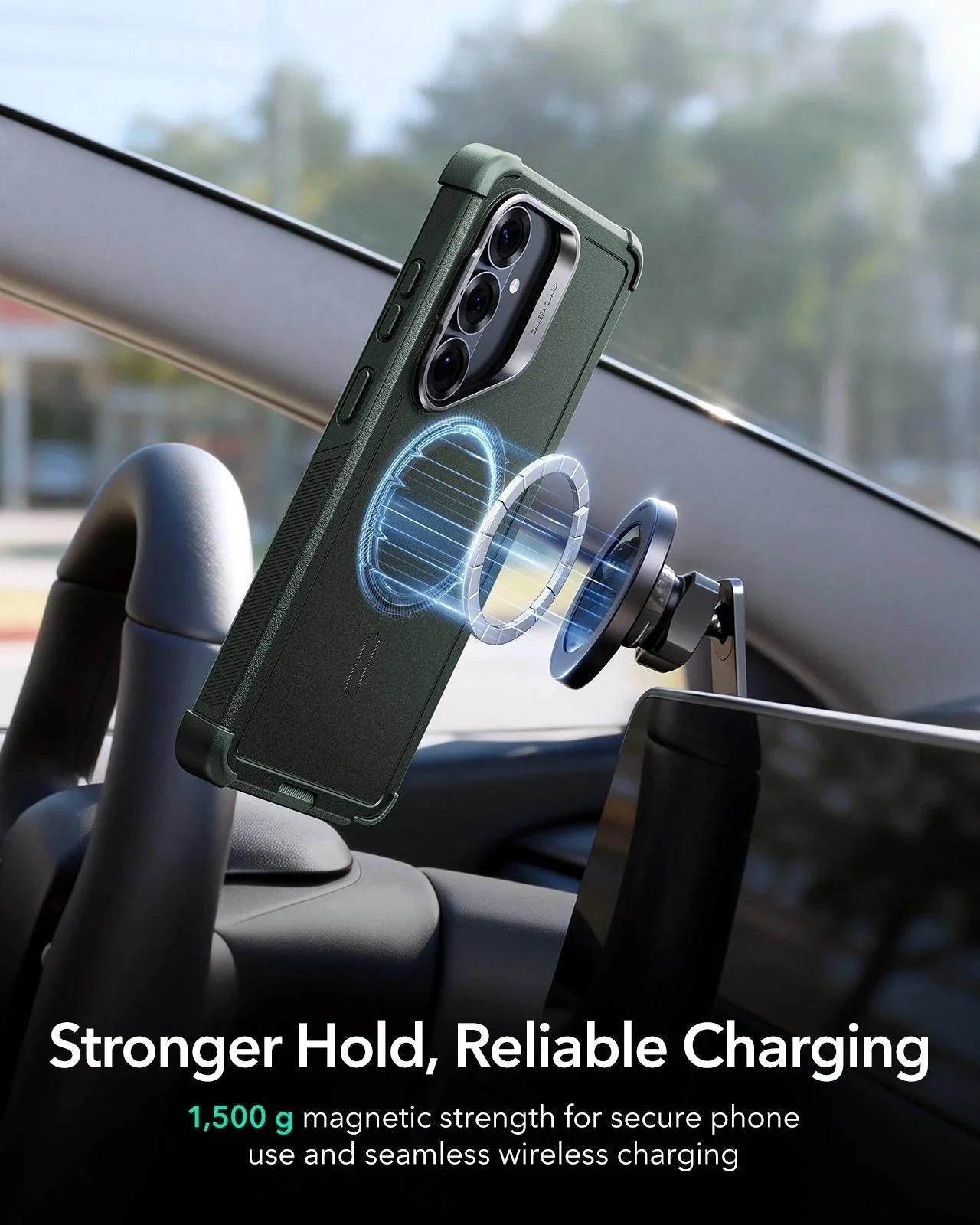 Galaxy S26 Cyber Tough Magnetic Case (Stash Stand) - Olive Green - Image 7