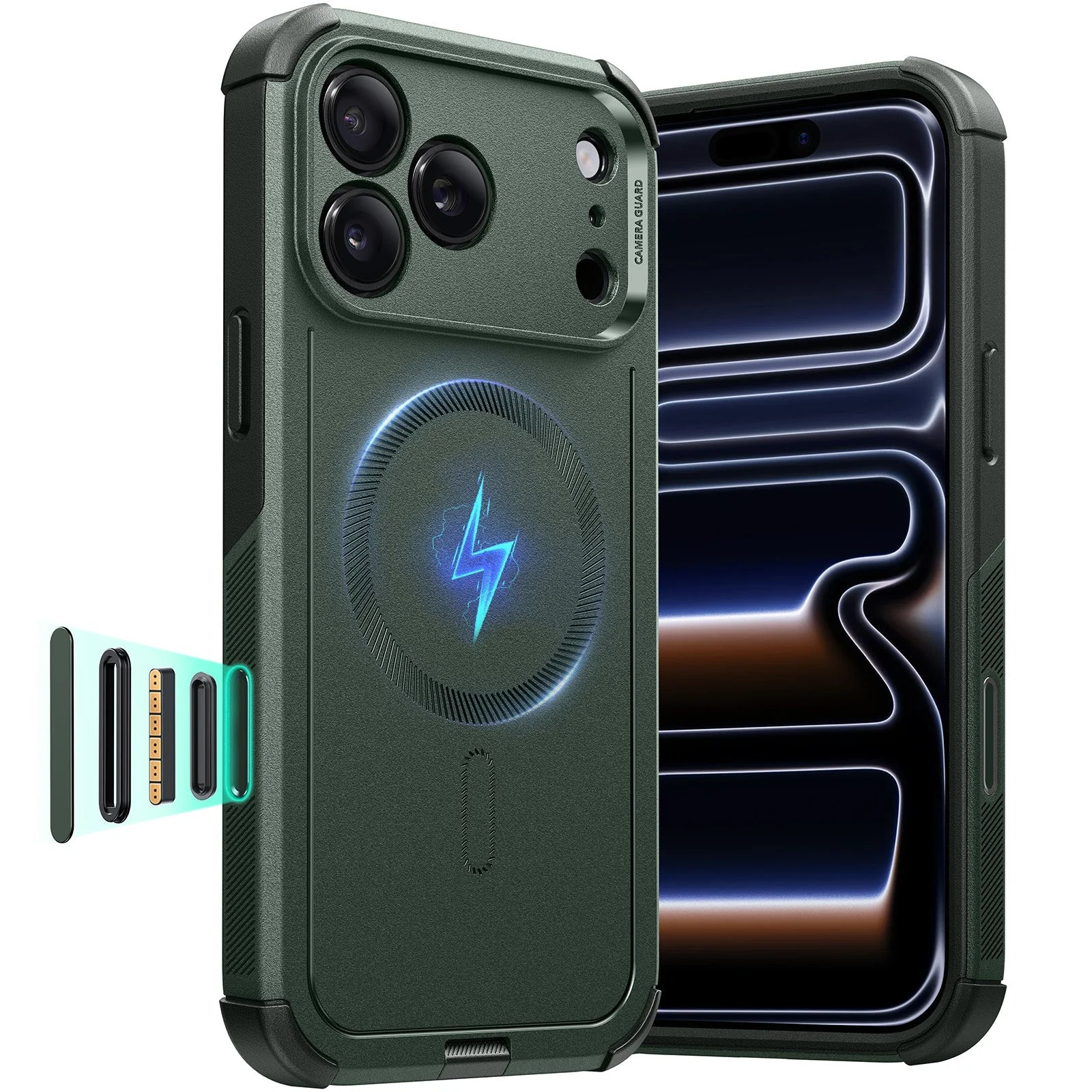iPhone 17 Pro Cyber Tough Magnetic Case (Camera Control) - Olive Green