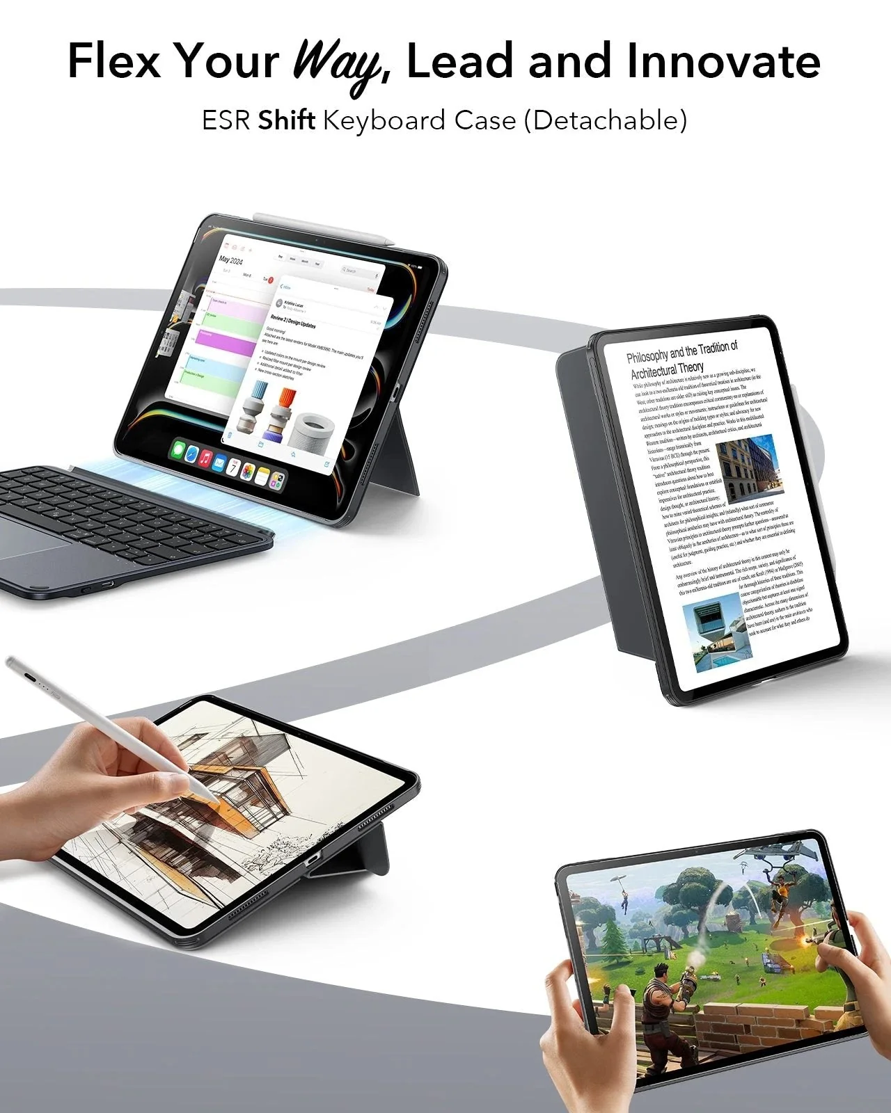 iPad Air 11″ (M3) 2025 Bundle: Shift Tastaturhülle mit Geo Digitalstift  - DE Layout - Dark Gray - Image 3