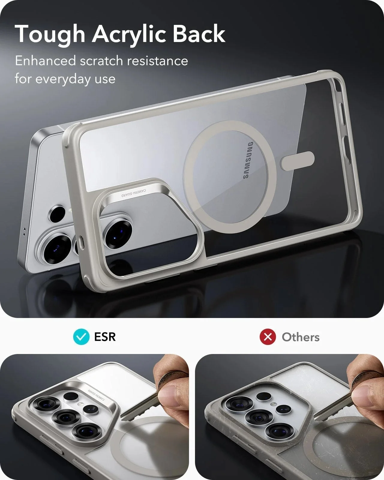Galaxy S26 Ultra Classic Hybrid Magnetic Case - Clear Grey - Image 5