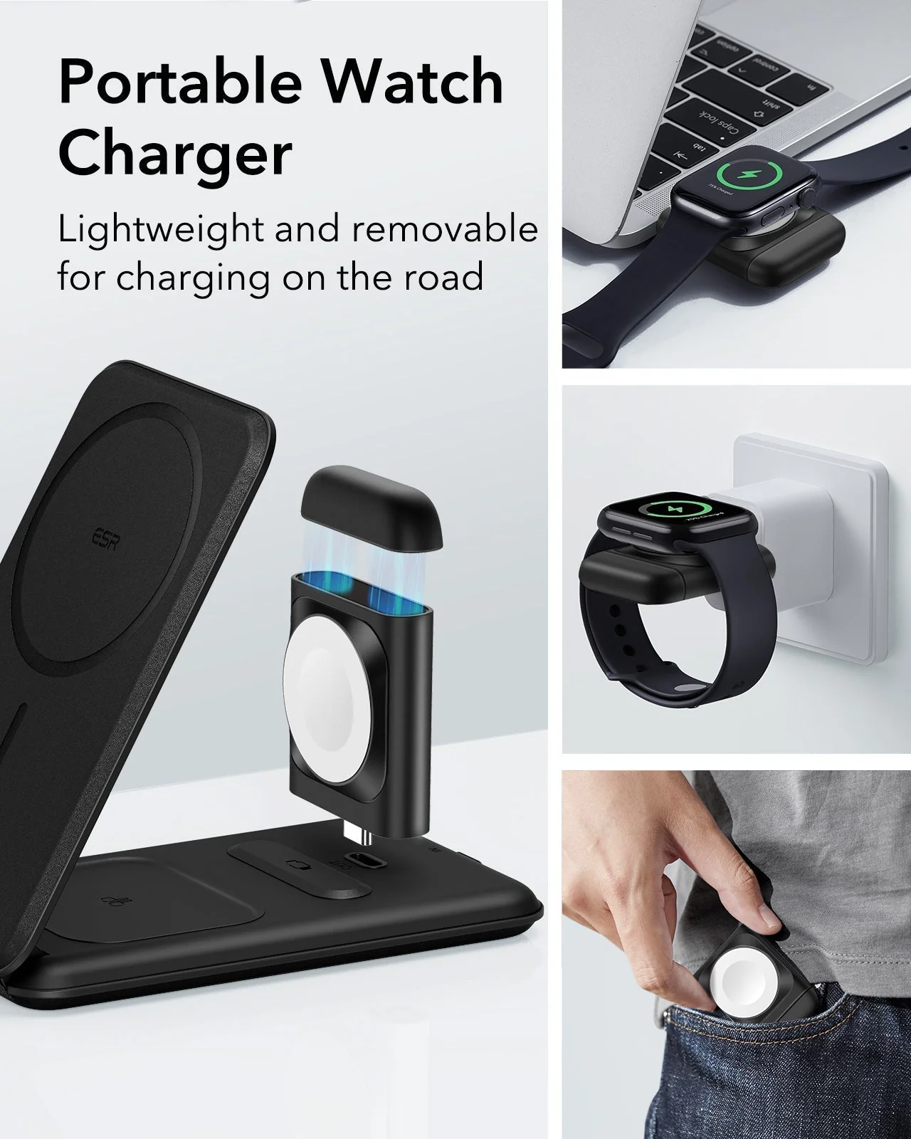 HaloLock™ 3-in-1 Travel Wireless Charging Set - Black - JP Plug - Image 7