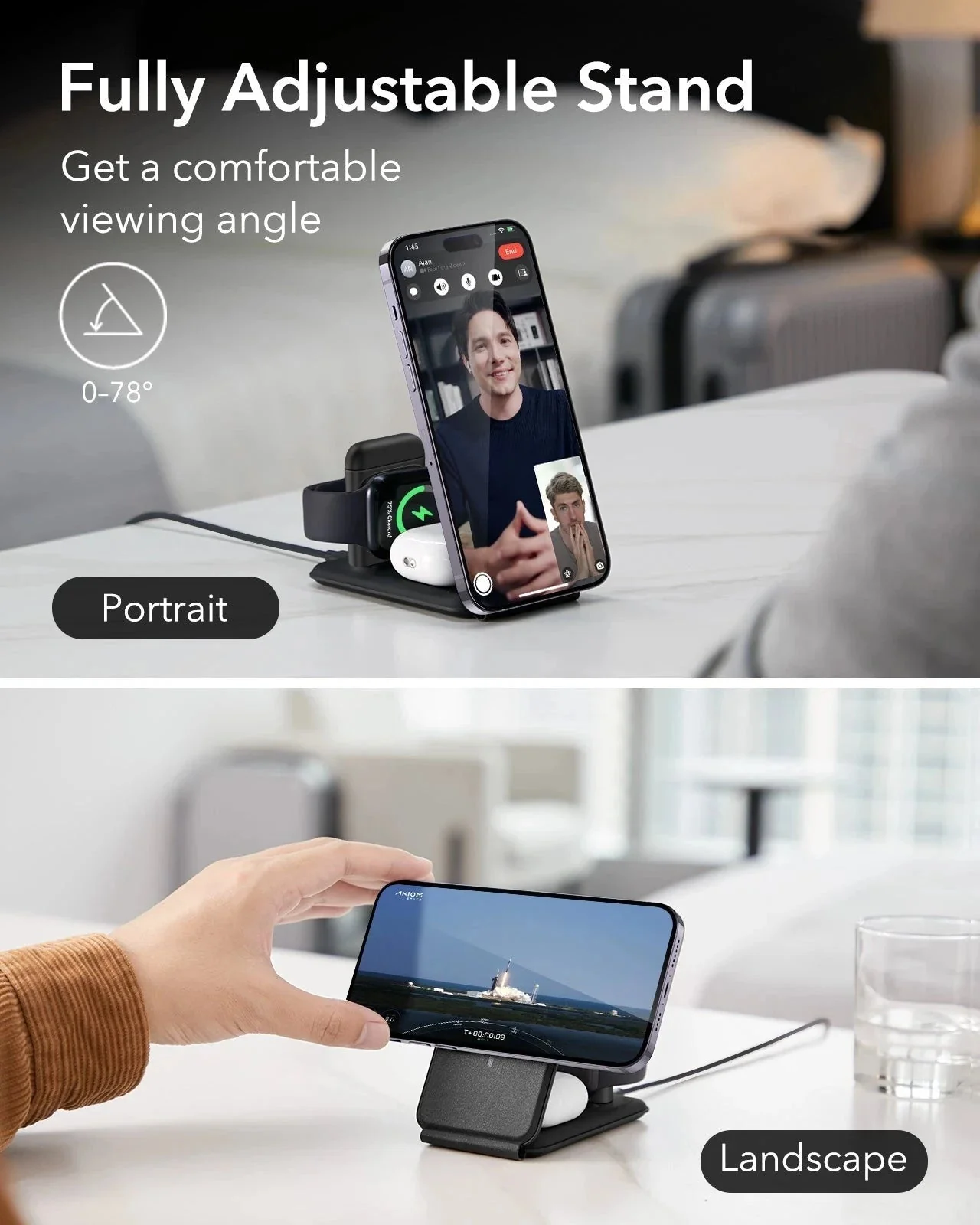 HaloLock™ 3-in-1 Travel Wireless Charging Set - White - JP Plug - Image 8