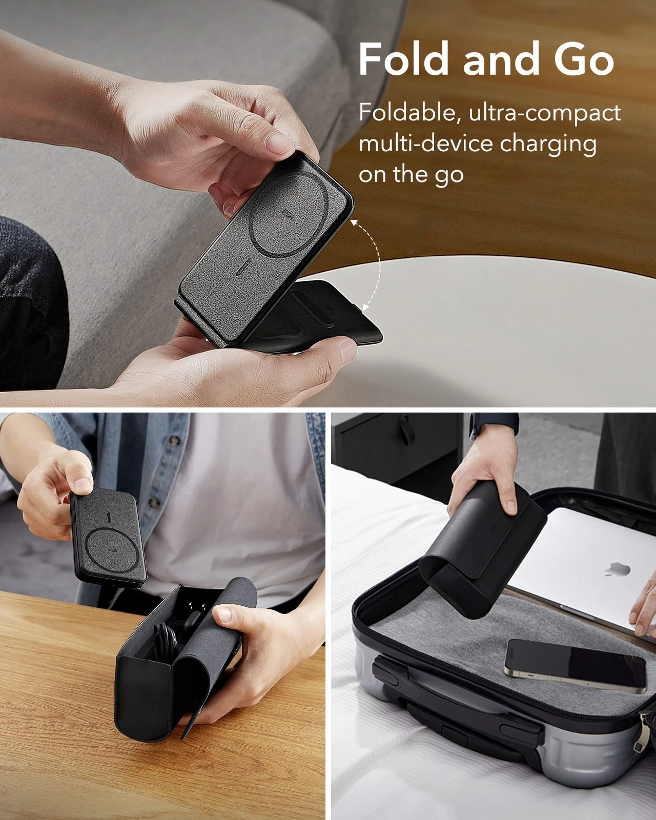 HaloLock™ 3-in-1 Travel Wireless Charging Set - White - US Plug - Image 4