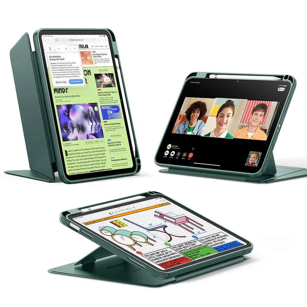 iPad 11" (A16, 2025) Flip Magnetic Case with Pencil Holder - Green
