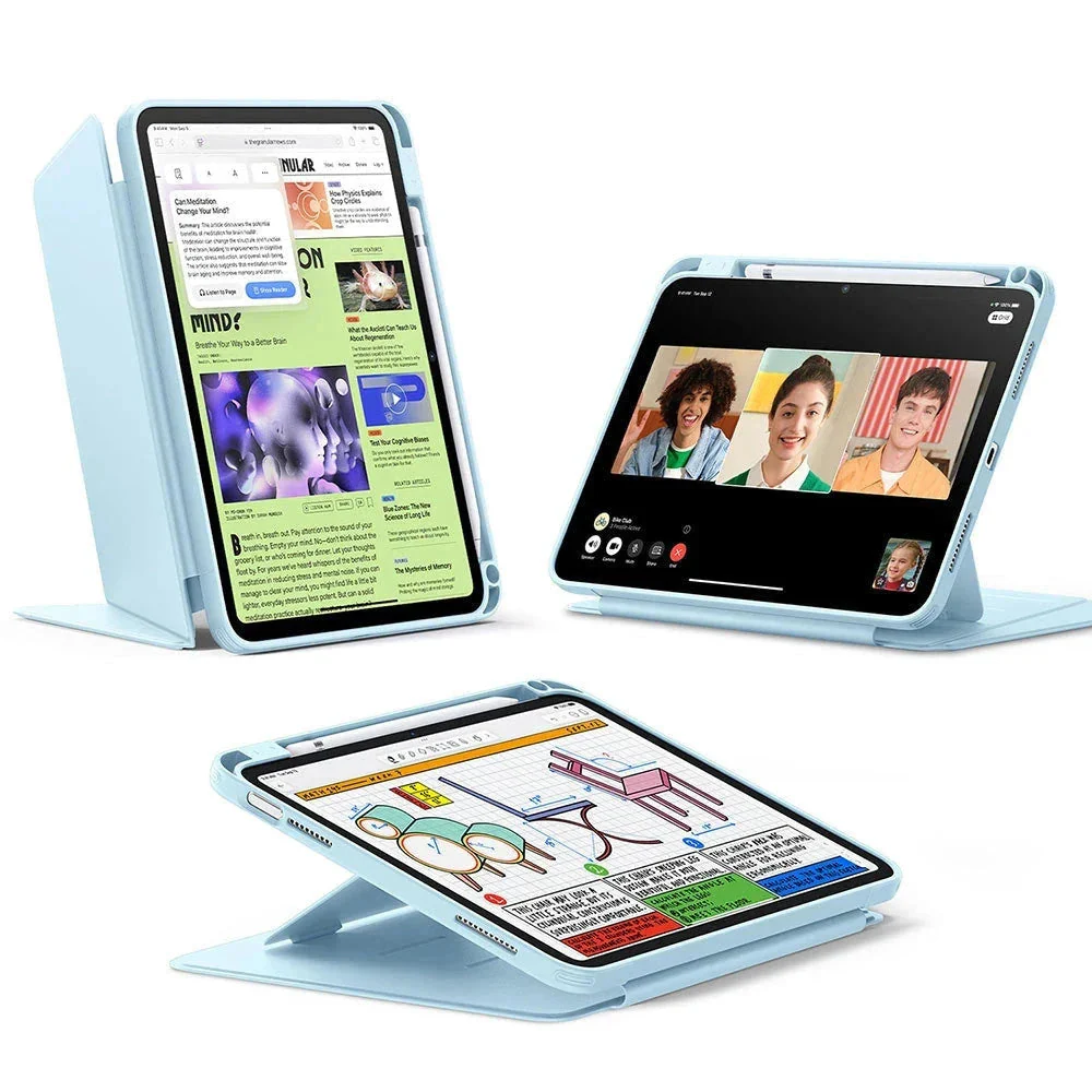 iPad 11" (A16, 2025) Flip Magnetic Case with Pencil Holder - Sky Blue