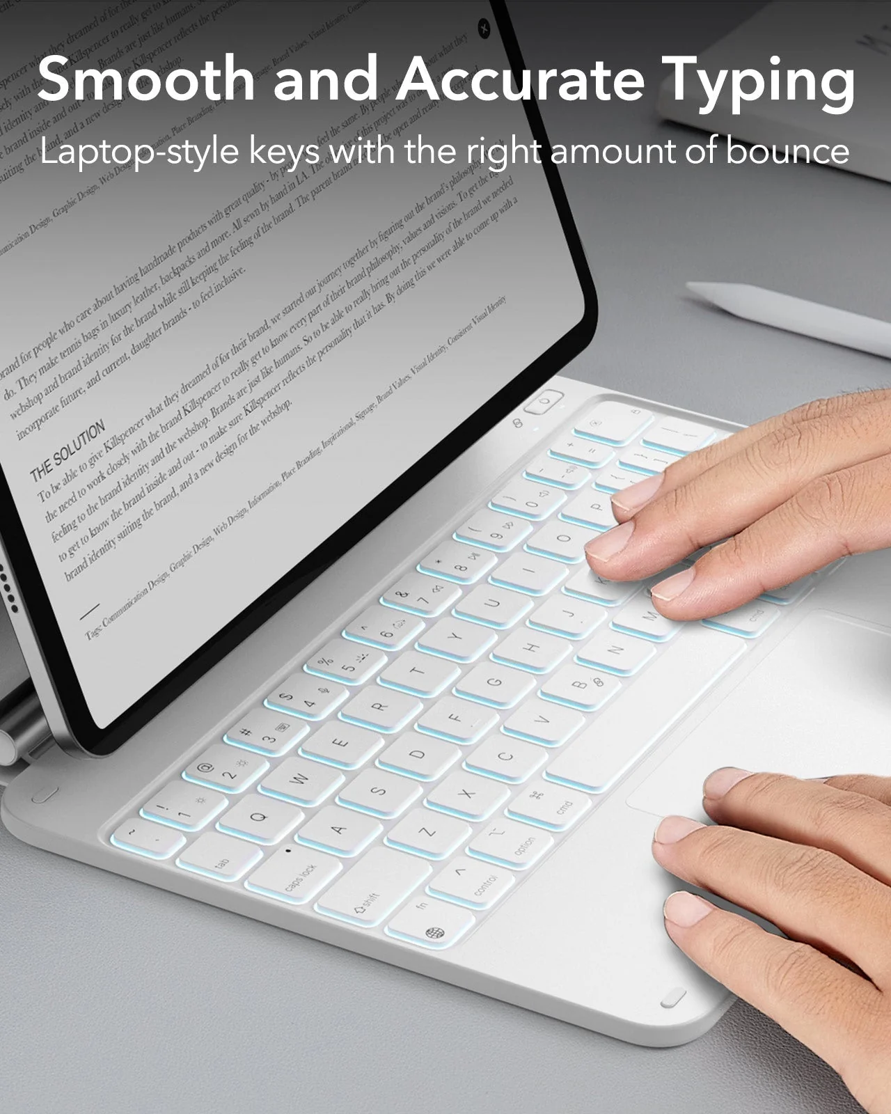 iPad 11" (A16, 2025) Rebound Magnetic Keyboard Case and Paper-Feel Screen Protector Bundle-US Layout-White - Image 6
