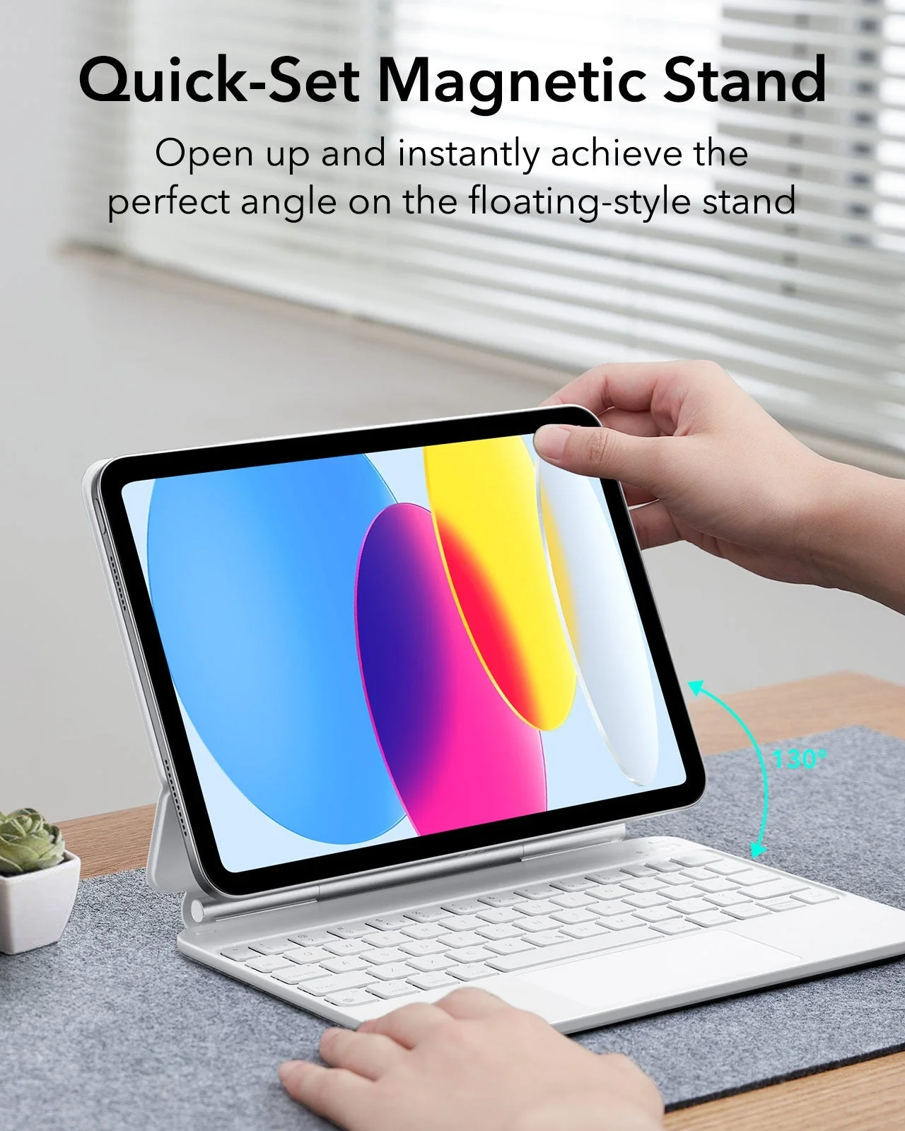 iPad 11" (A16, 2025) Rebound Magnetic Keyboard Case and Paper-Feel Screen Protector Bundle-US Layout-White - Image 7