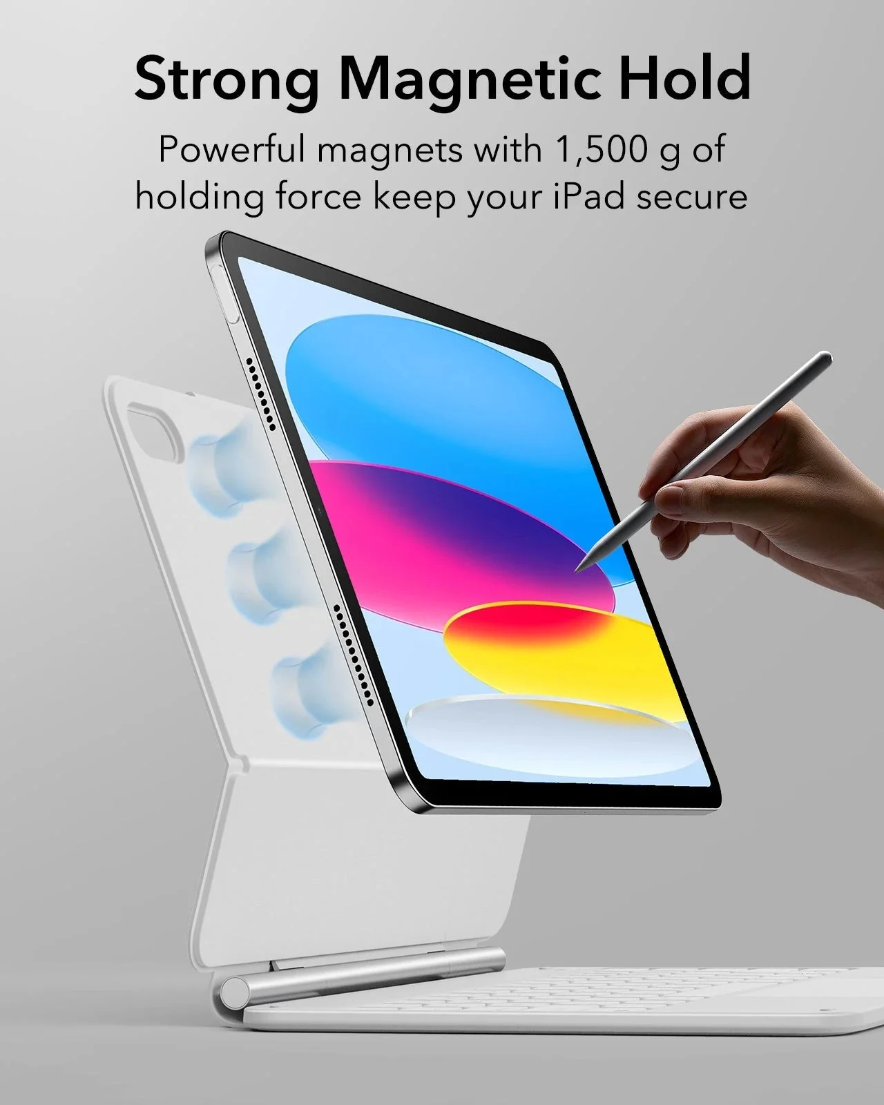 iPad 11" (A16, 2025) Rebound Magnetic Keyboard Case Protection Bundle-US Layout-White - Image 9