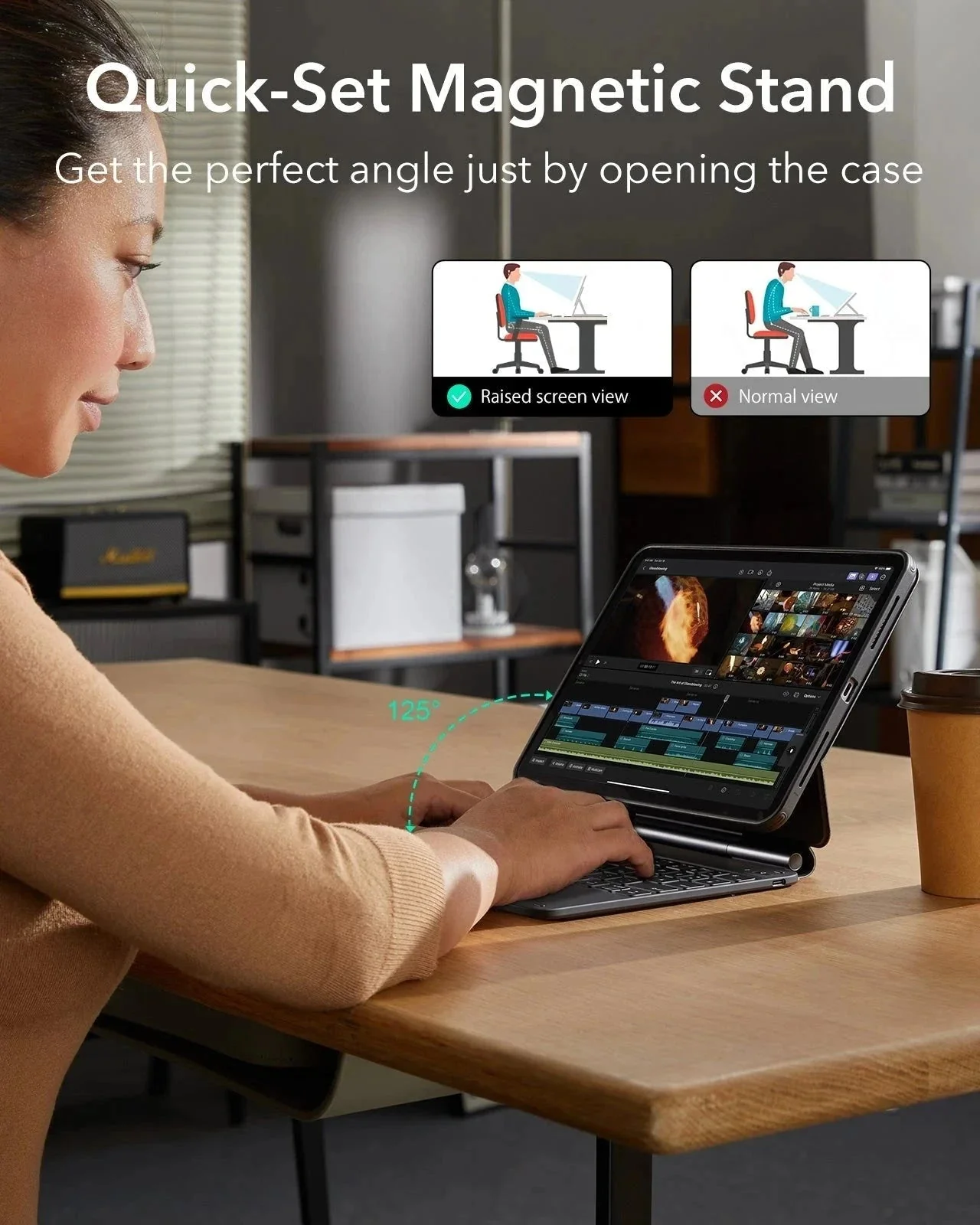 iPad Air 10.9” (5th/4th Gen), and Pro 11” (4th/3rd/2nd/1st Gen) Rebound Magnetic Keyboard Case 360 - DE Layout-Black - Image 6