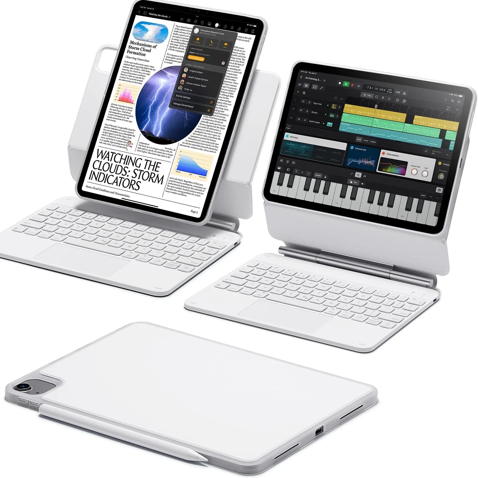iPad Air 10.9” (5th/4th Gen), and Pro 11” (4th/3rd/2nd/1st Gen) Rebound Magnetic Keyboard Case 360 - DE Layout-White