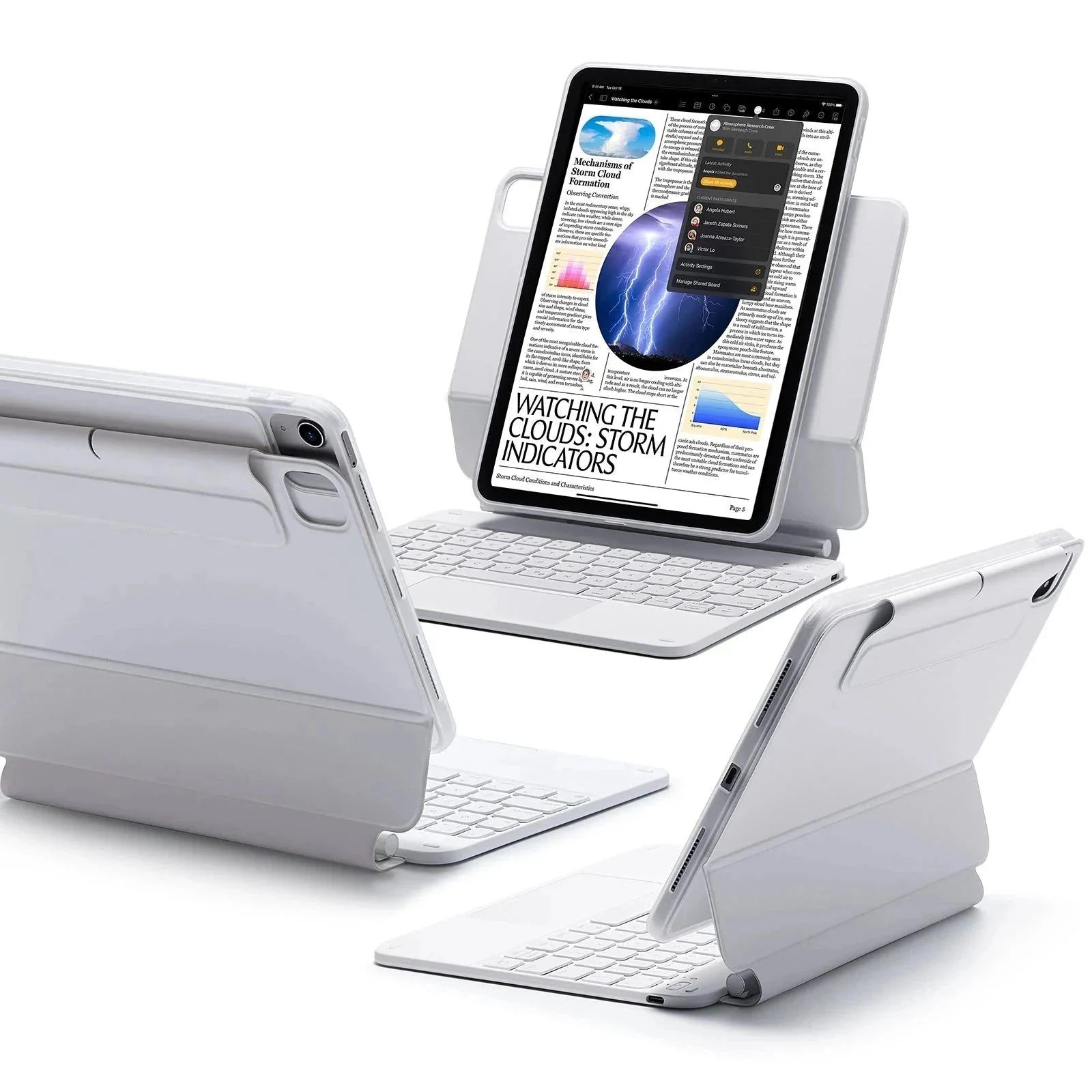 iPad Air 10.9” (5th/4th Gen), and Pro 11” (4th/3rd/2nd/1st Gen) Rebound Magnetic Keyboard Case 360 - DE Layout-White - Image 3