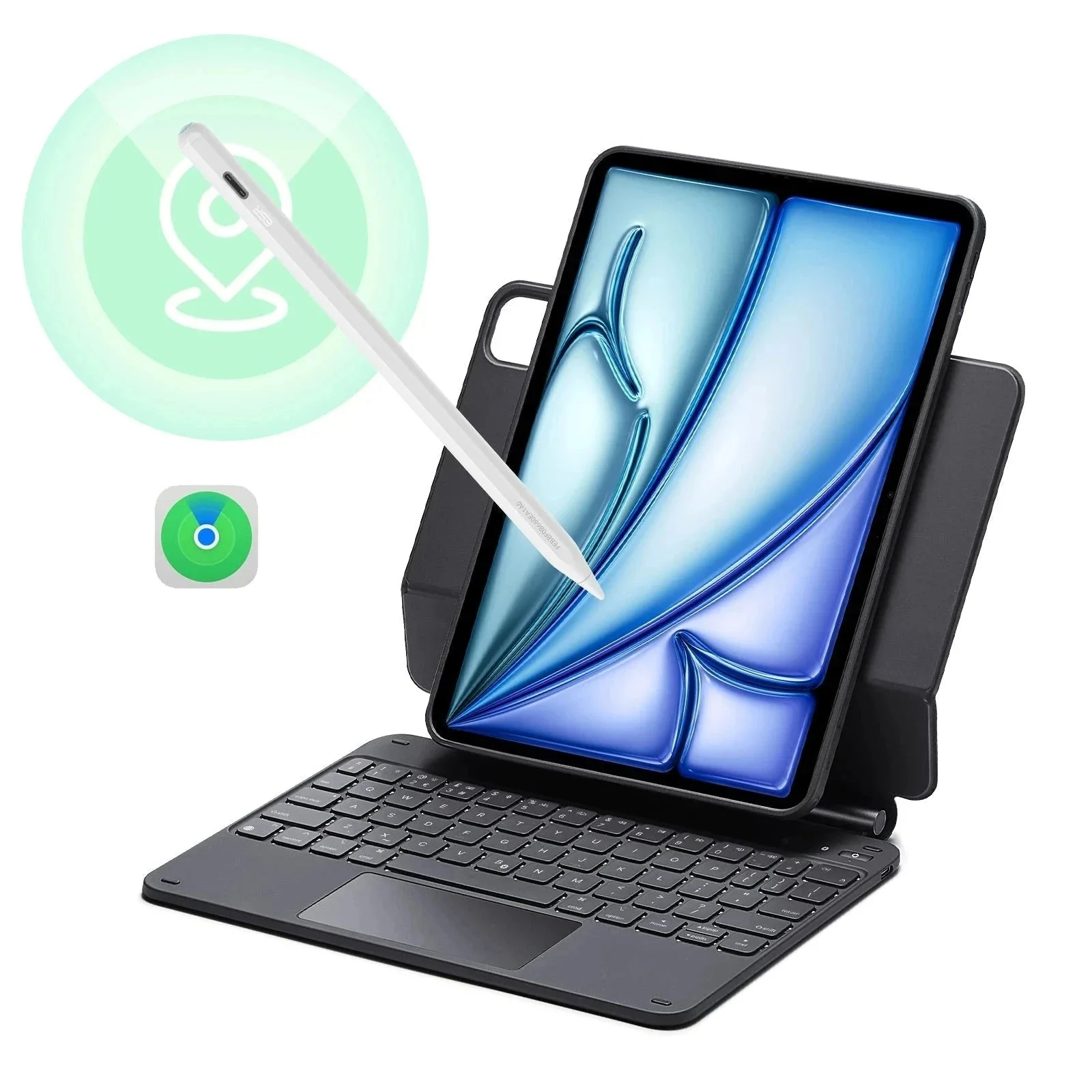 iPad Air 11ʺ (2024), Air 10.9ʺ (5th/4th Gen), and Pro 11ʺ (4th/3rd/2nd/1st Gen) Rebound Magnetic Keyboard Case 360 Pencil Bundle - US Layout-Black