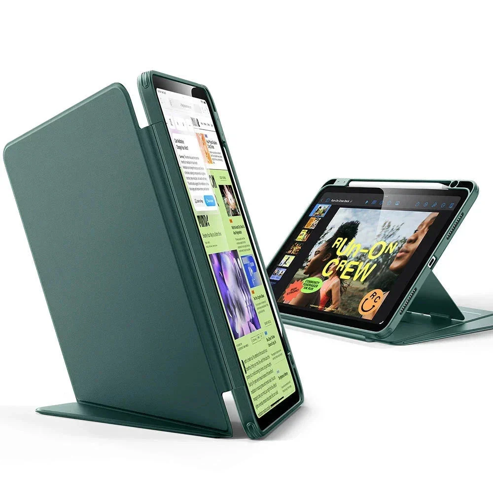 iPad Air 11" (2024), Air 10.9" (5th/4th Gen) Flip Magnetic Case with Pencil Holder - Green - Image 3