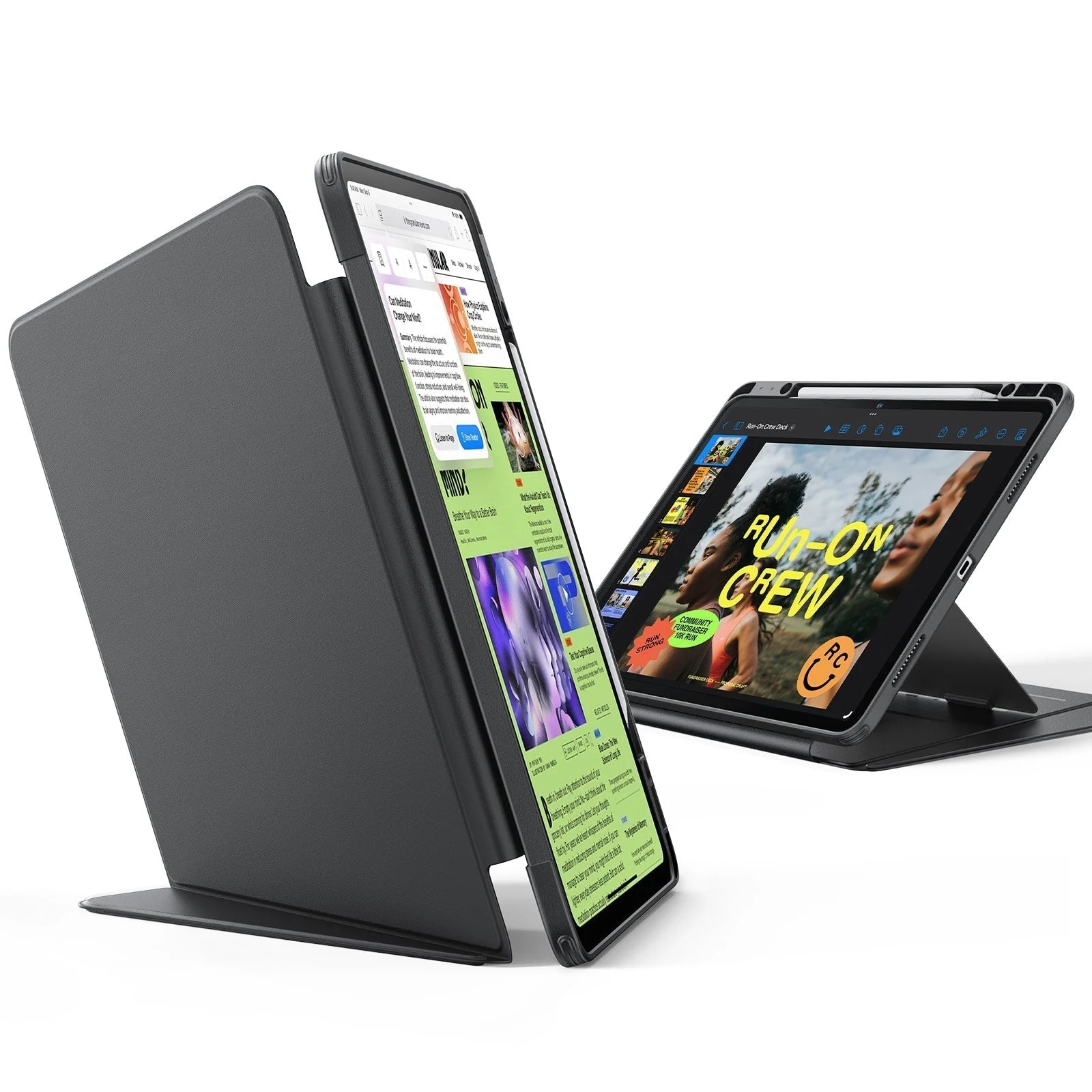 iPad Air 11" (2024), Air 10.9" (5th/4th Gen) Flip Magnetic Case with Pencil Holder - Black - Image 3