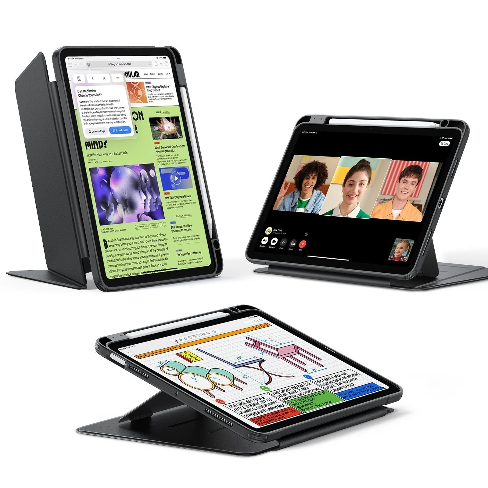 iPad Air 11" (2025) Flip Magnetic Case with Pencil Holder - Black