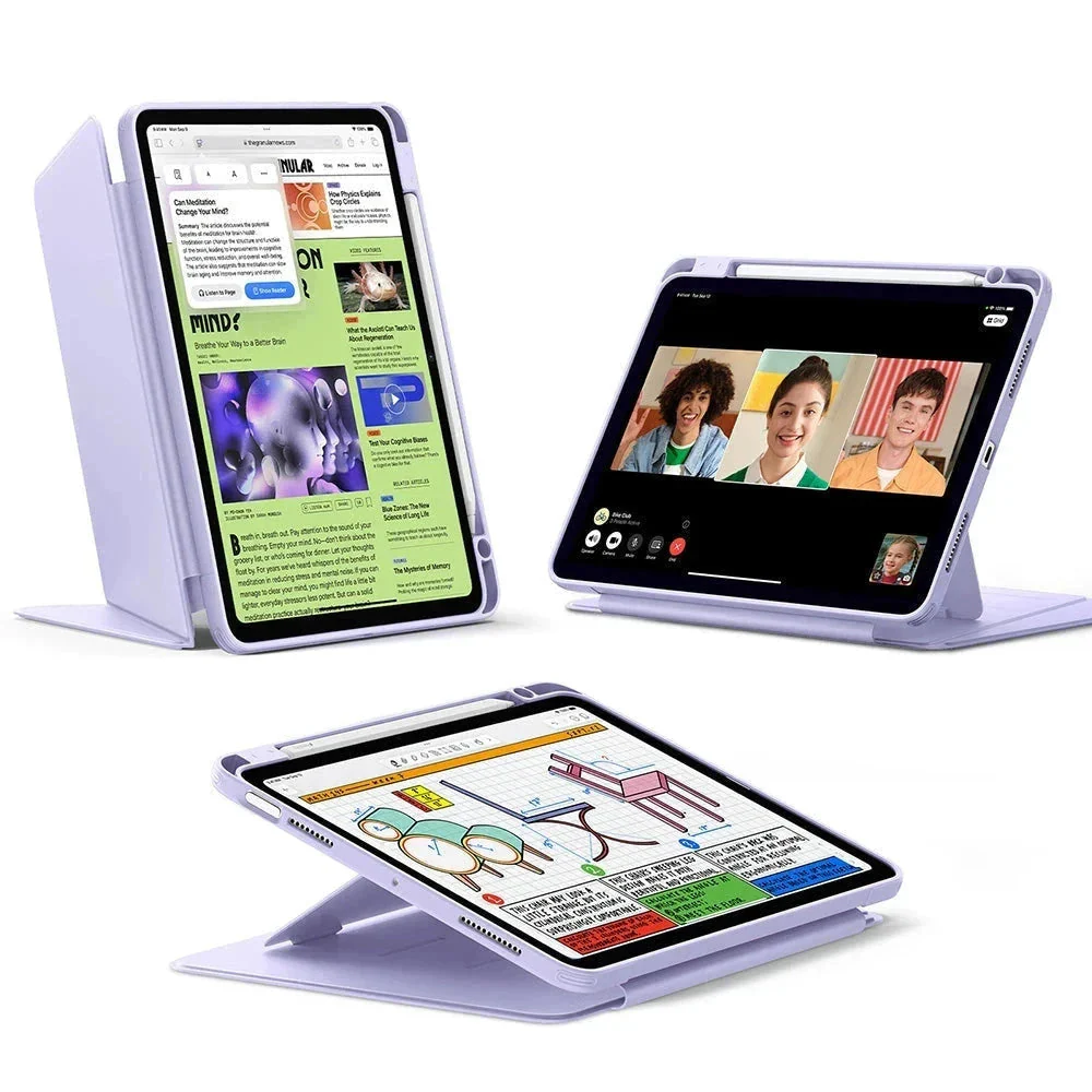 iPad Air 11" (2025) Flip Magnetic Case with Pencil Holder - Light Purple