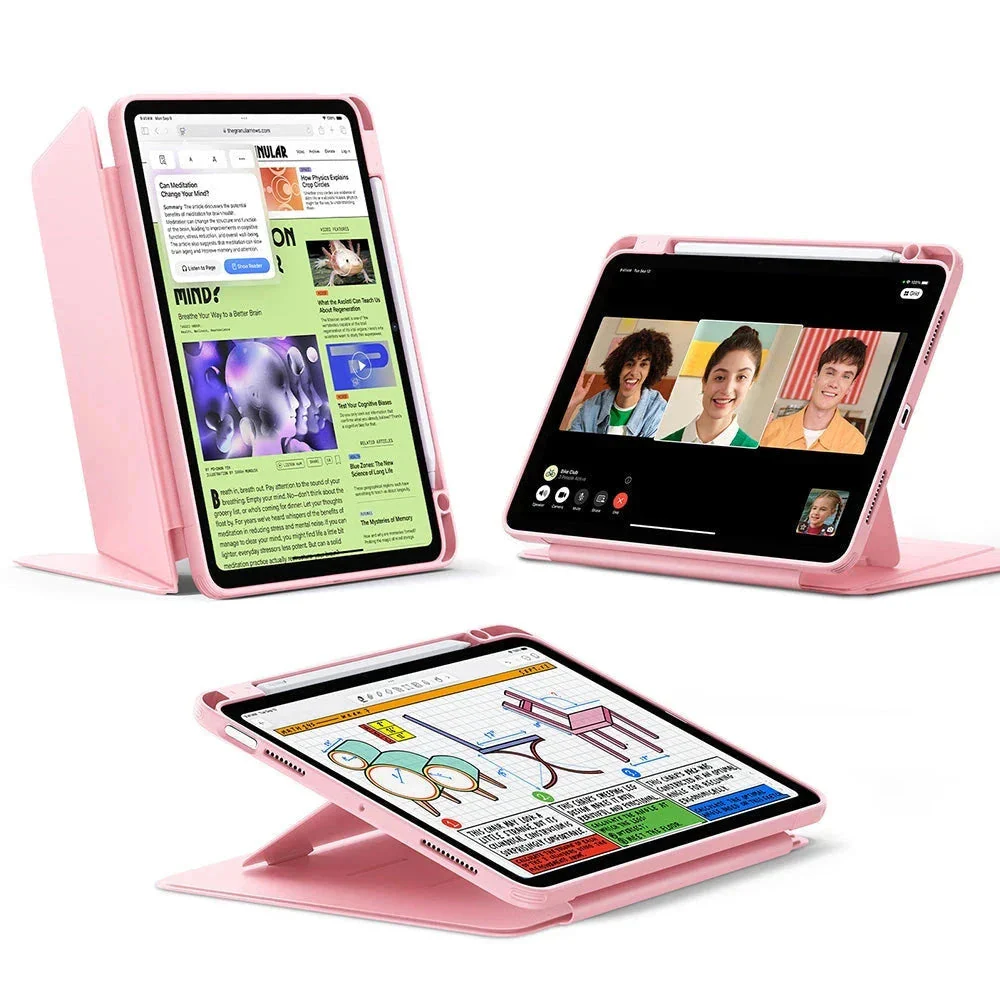 iPad Air 11" (2025) Flip Magnetic Case with Pencil Holder - Pink