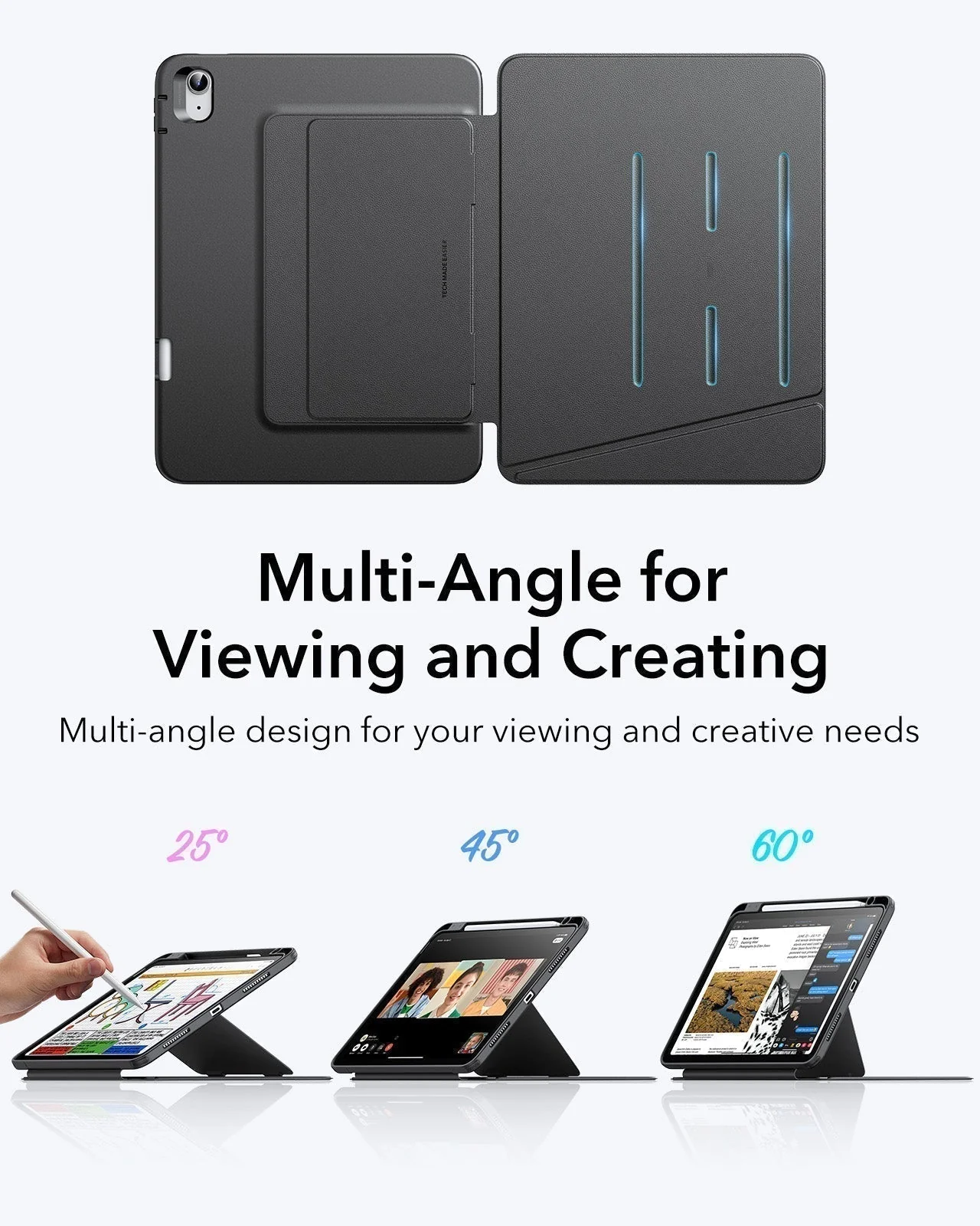 iPad Air 11" (2025) Flip Magnetic Case with Pencil Holder - Sky Blue - Image 5