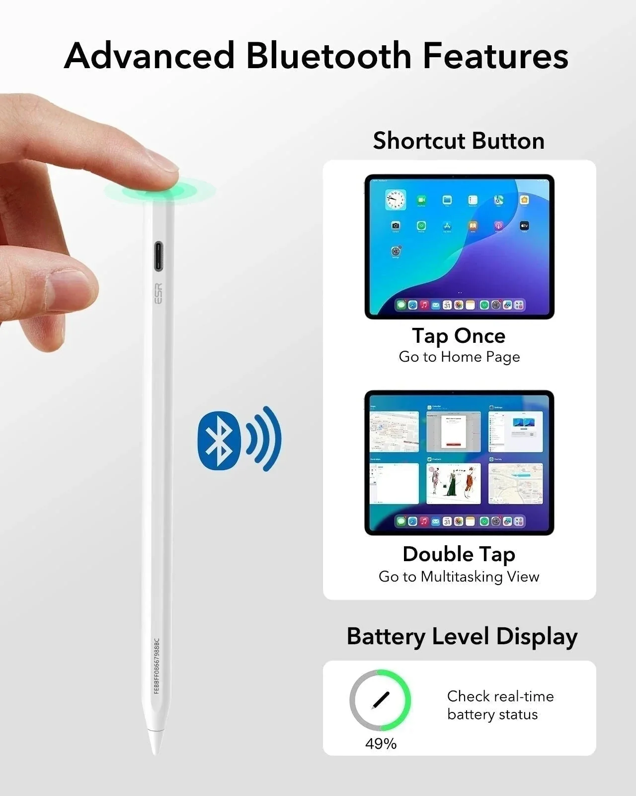 iPad Air 11” (2025) Rebound Magnetic Keyboard Case 360 Pencil Bundle-US Layout-White - Image 11