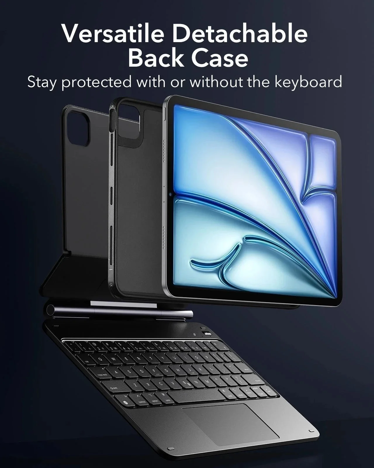 iPad Air 11” (2025) Rebound Magnetic Keyboard Case 360 Pencil Bundle - DE Layout-Black - Image 3